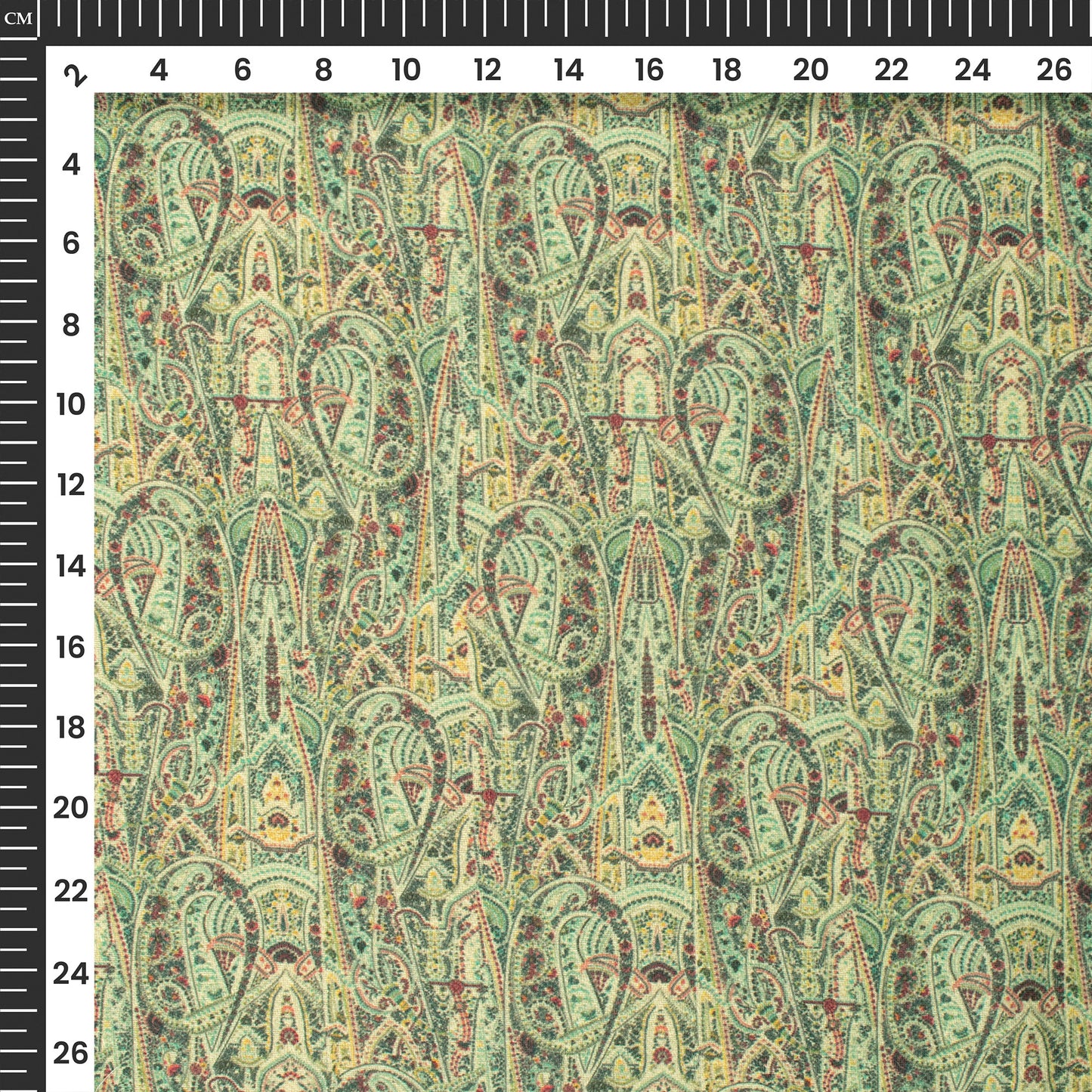 Sage Green Paisley Digital Print Elegant Blend Pashmina Fabric