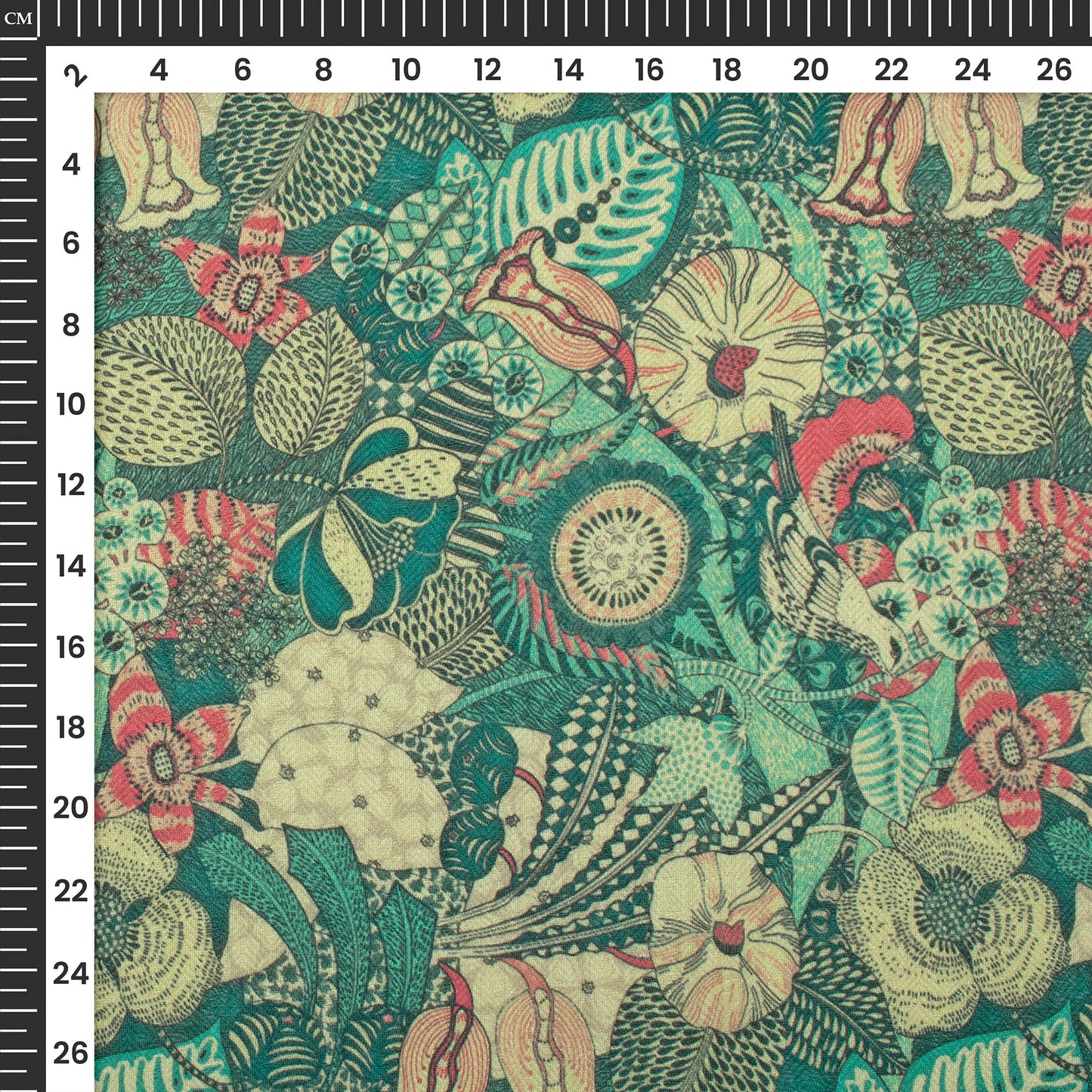 Pink Green Floral Digital Print Elegant Blend Pashmina Fabric