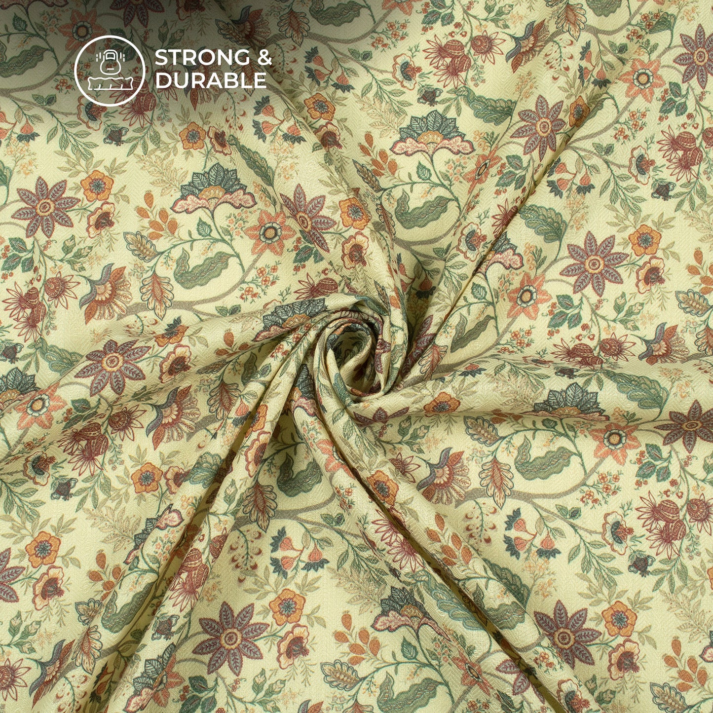 Sage Green Floral Digital Print Elegant Blend Pashmina Fabric