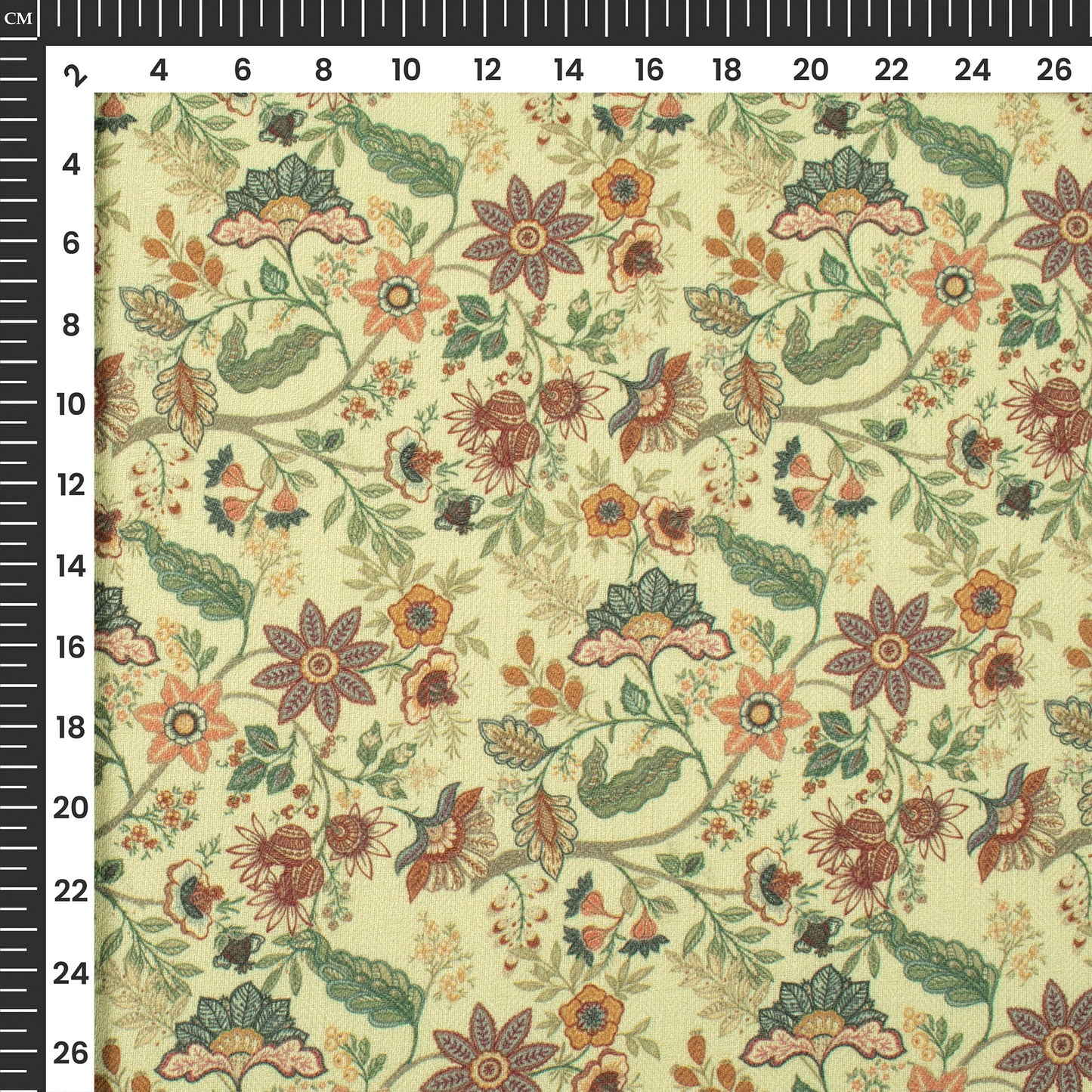 Sage Green Floral Digital Print Elegant Blend Pashmina Fabric