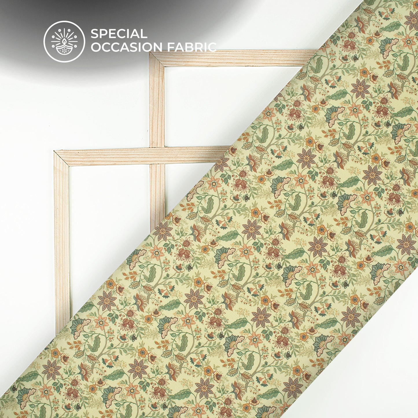 Sage Green Floral Digital Print Elegant Blend Pashmina Fabric