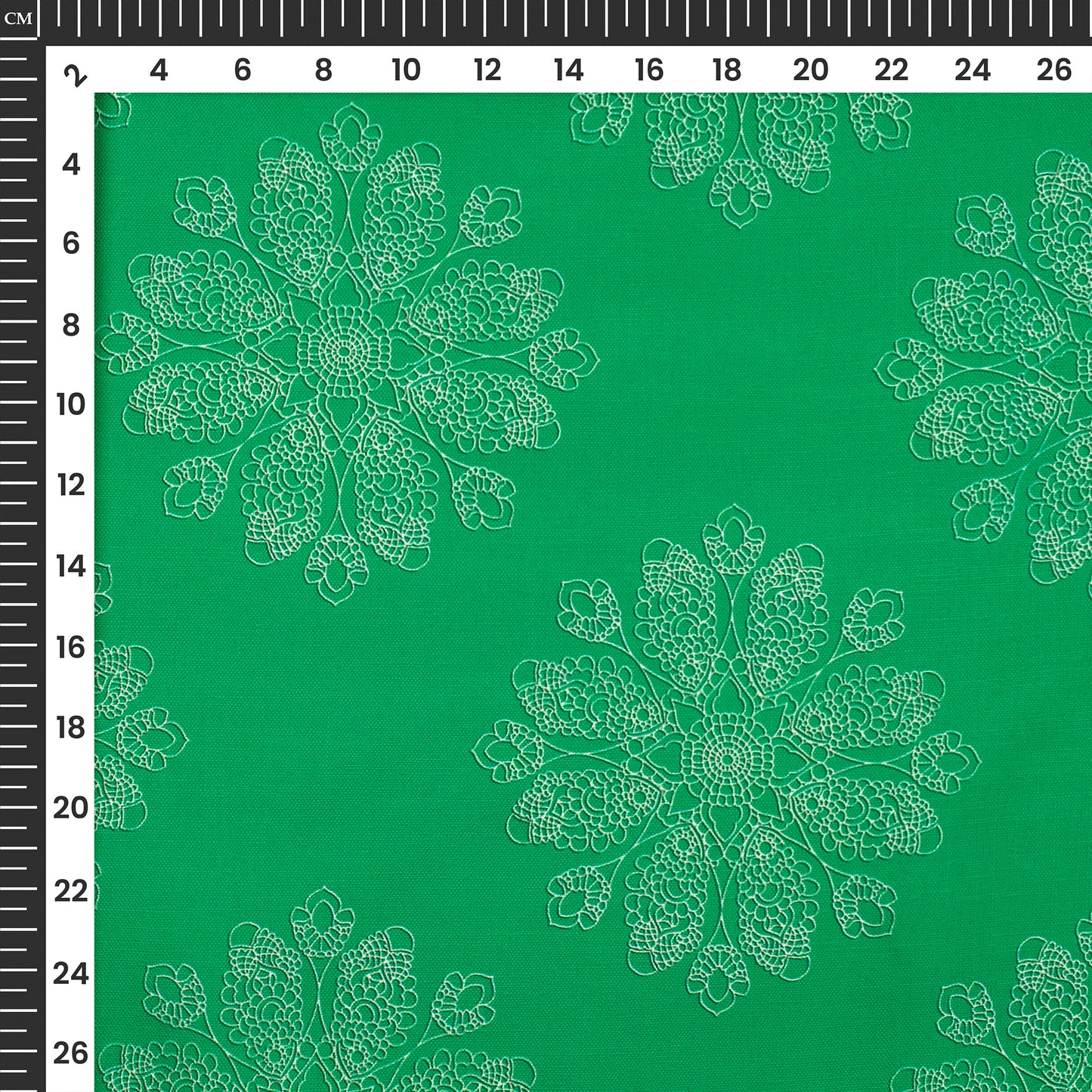 Forest Green Floral Digital Print Poly Linen Slub Fabric