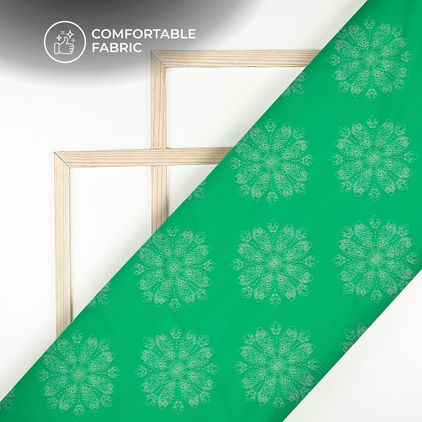 Forest Green Floral Digital Print Poly Linen Slub Fabric