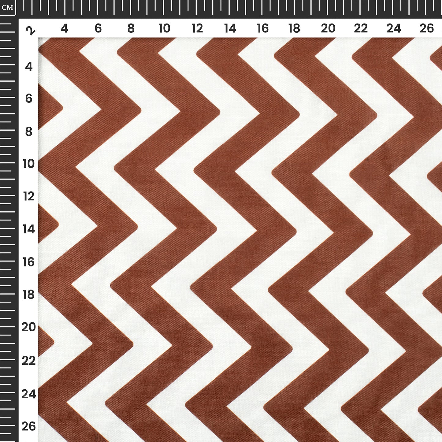 Burnt Umber Brown Chevron Digital Print Poly Linen Slub Fabric