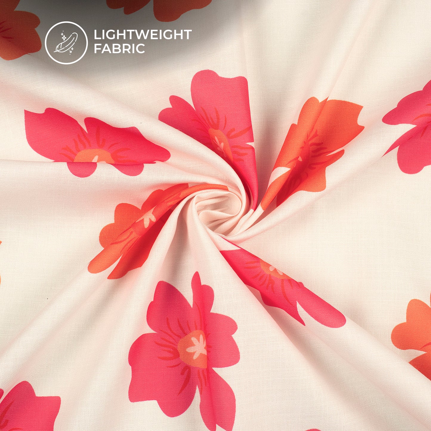 Fuscia Pink Floral Digital Print Poly Linen Slub Fabric