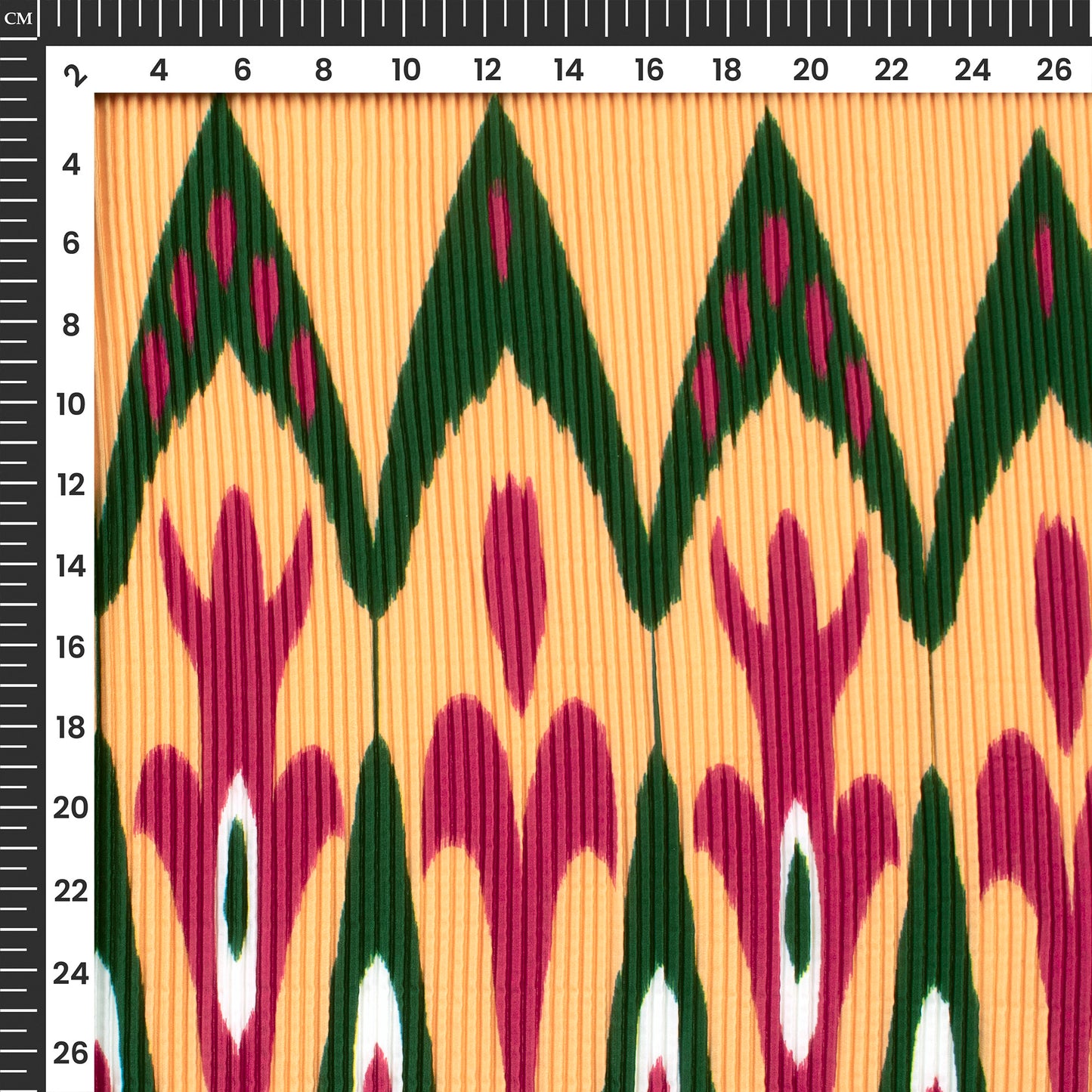 Honey Orange Floral Digital Print French Crepe Pleated Fabric