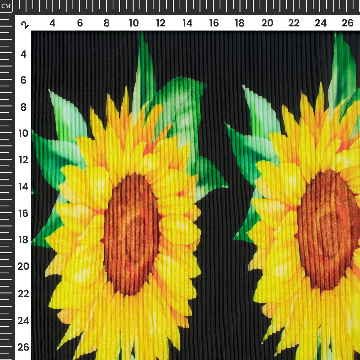 Black Floral Digital Print French Crepe Pleated Fabric