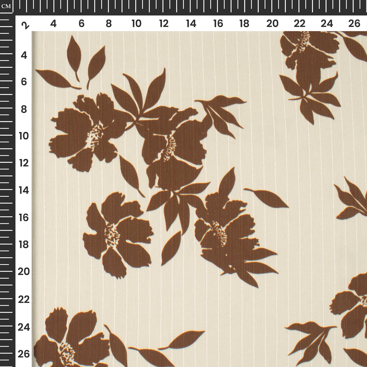 Dark Brown Floral Digital Print Chiffon Sparkle Fabric