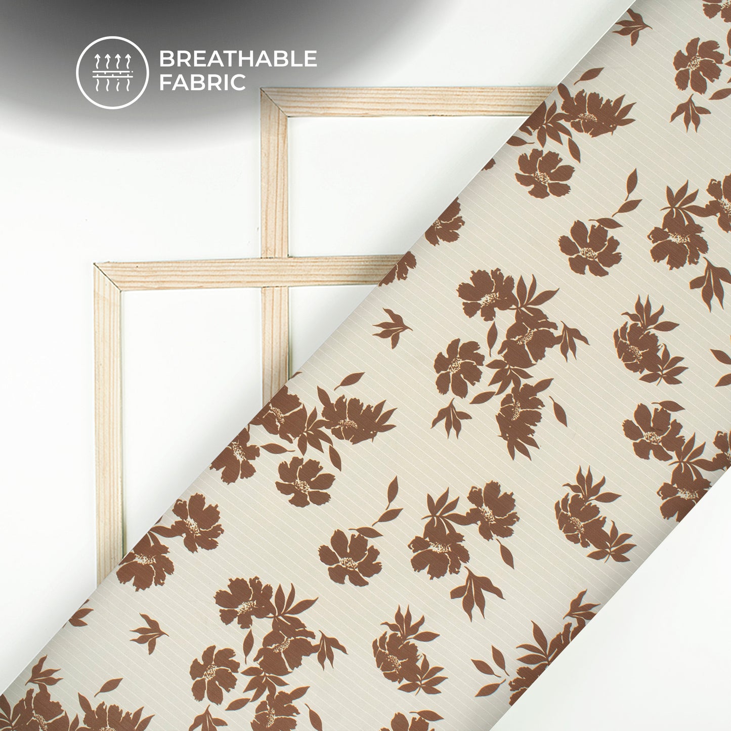 Dark Brown Floral Digital Print Chiffon Sparkle Fabric