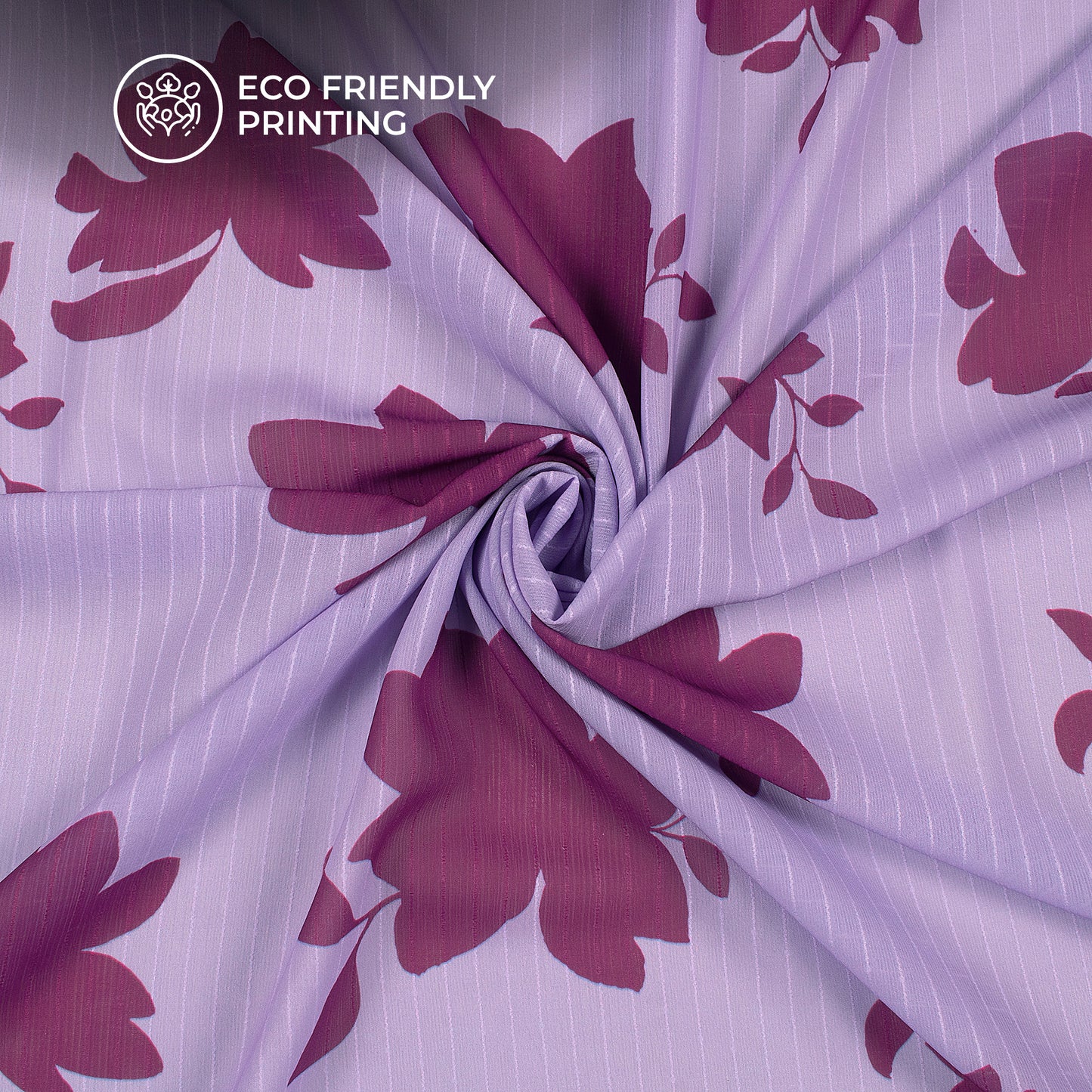 Light Violet Floral Digital Print Chiffon Sparkle Fabric