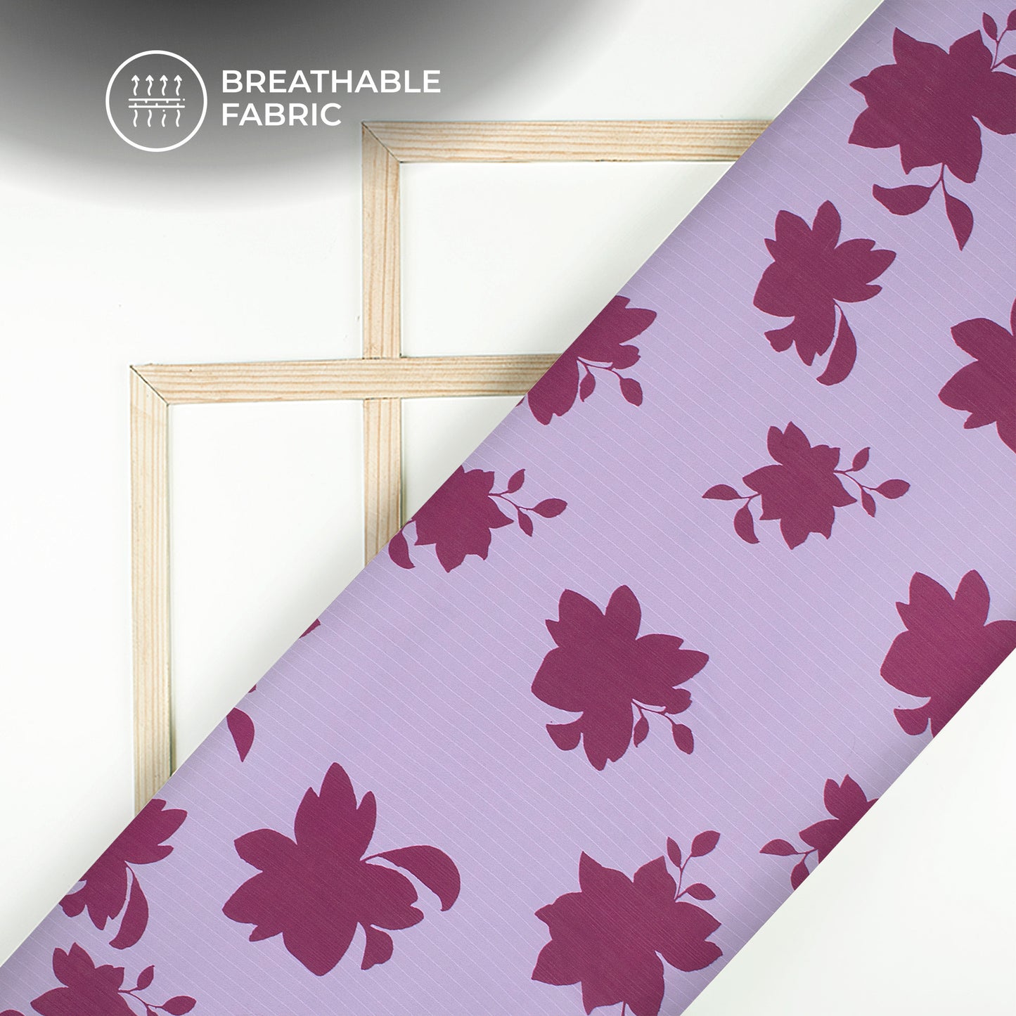 Light Violet Floral Digital Print Chiffon Sparkle Fabric