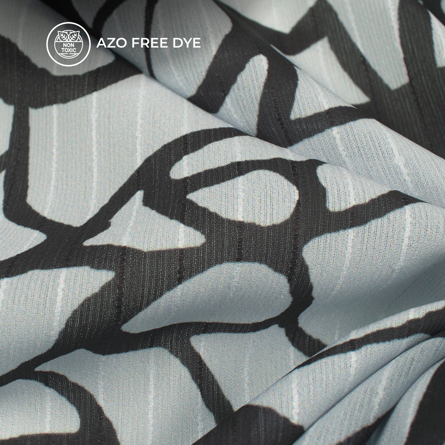 Black Abstract Digital Print Chiffon Sparkle Fabric