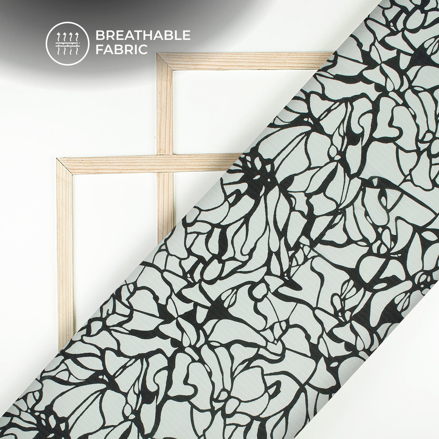Black Abstract Digital Print Chiffon Sparkle Fabric