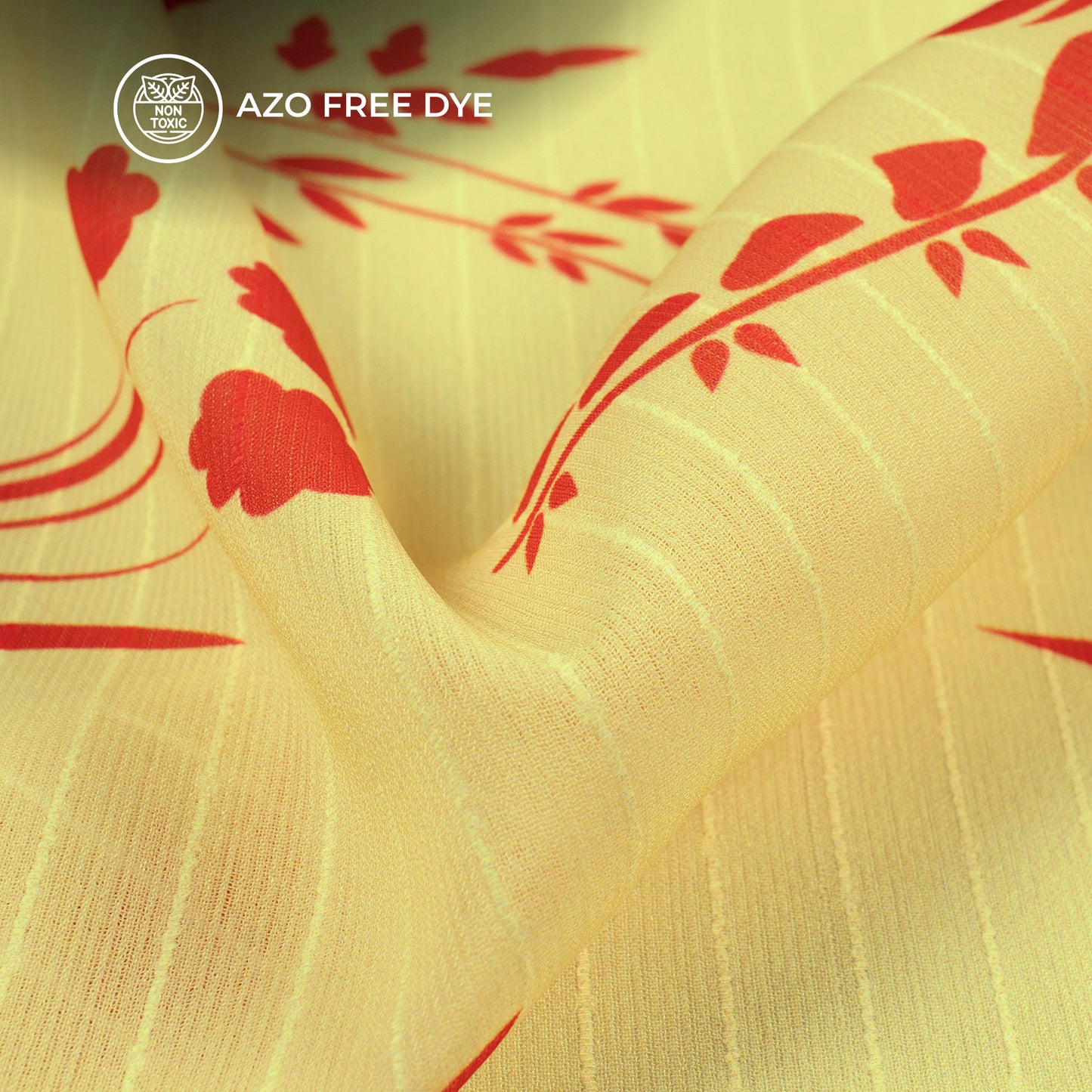 Corn Yellow Floral Digital Print Chiffon Sparkle Fabric