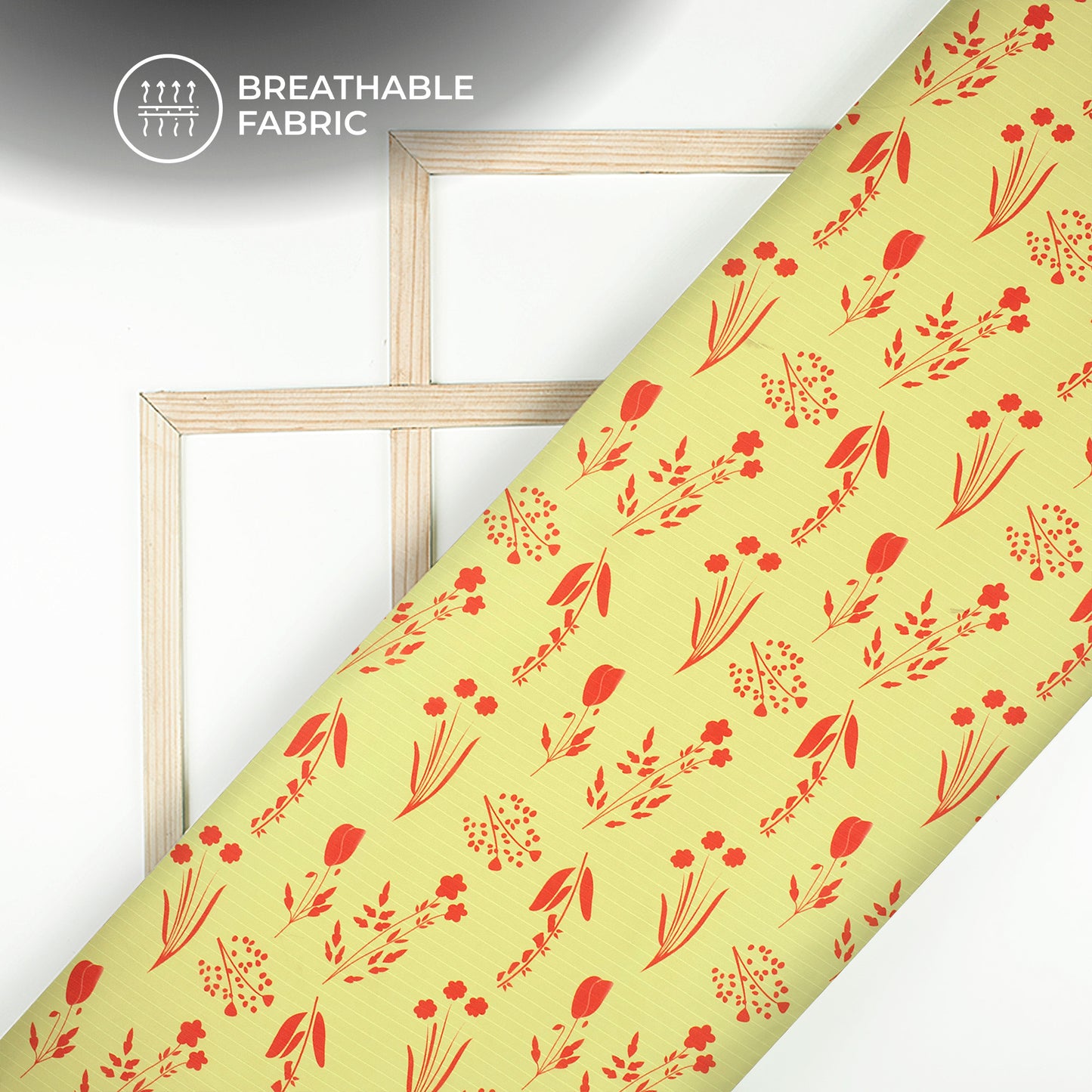 Corn Yellow Floral Digital Print Chiffon Sparkle Fabric