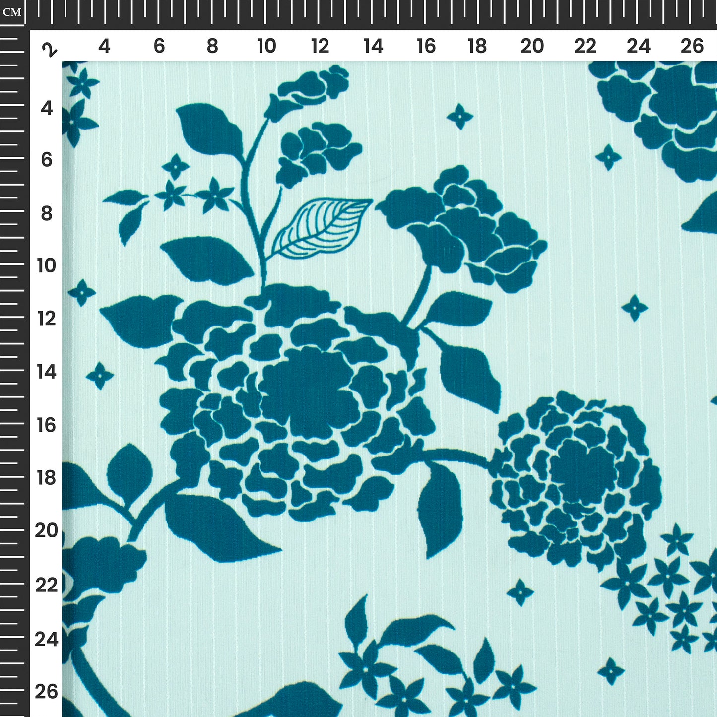 Steel Blue Floral Digital Print Chiffon Sparkle Fabric