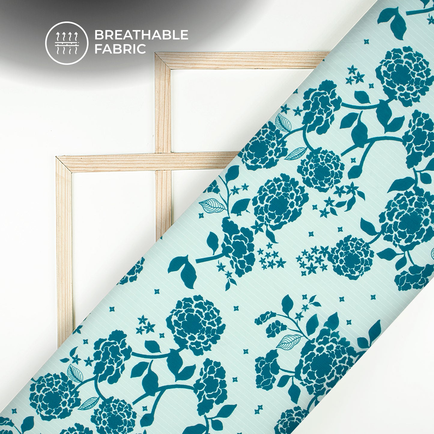 Steel Blue Floral Digital Print Chiffon Sparkle Fabric
