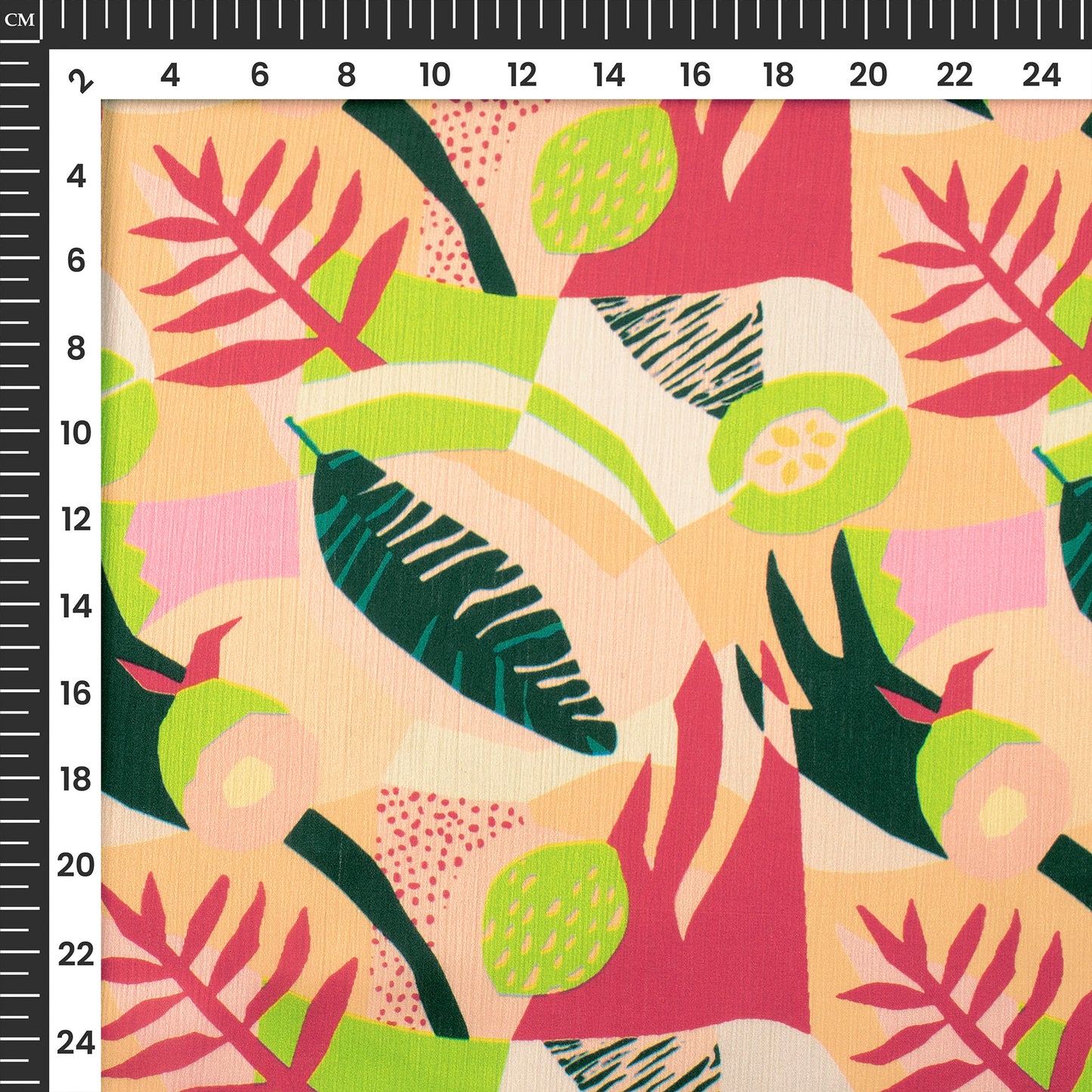 Multi-Color Leaf Digital Print Chiffon Satin Fabric