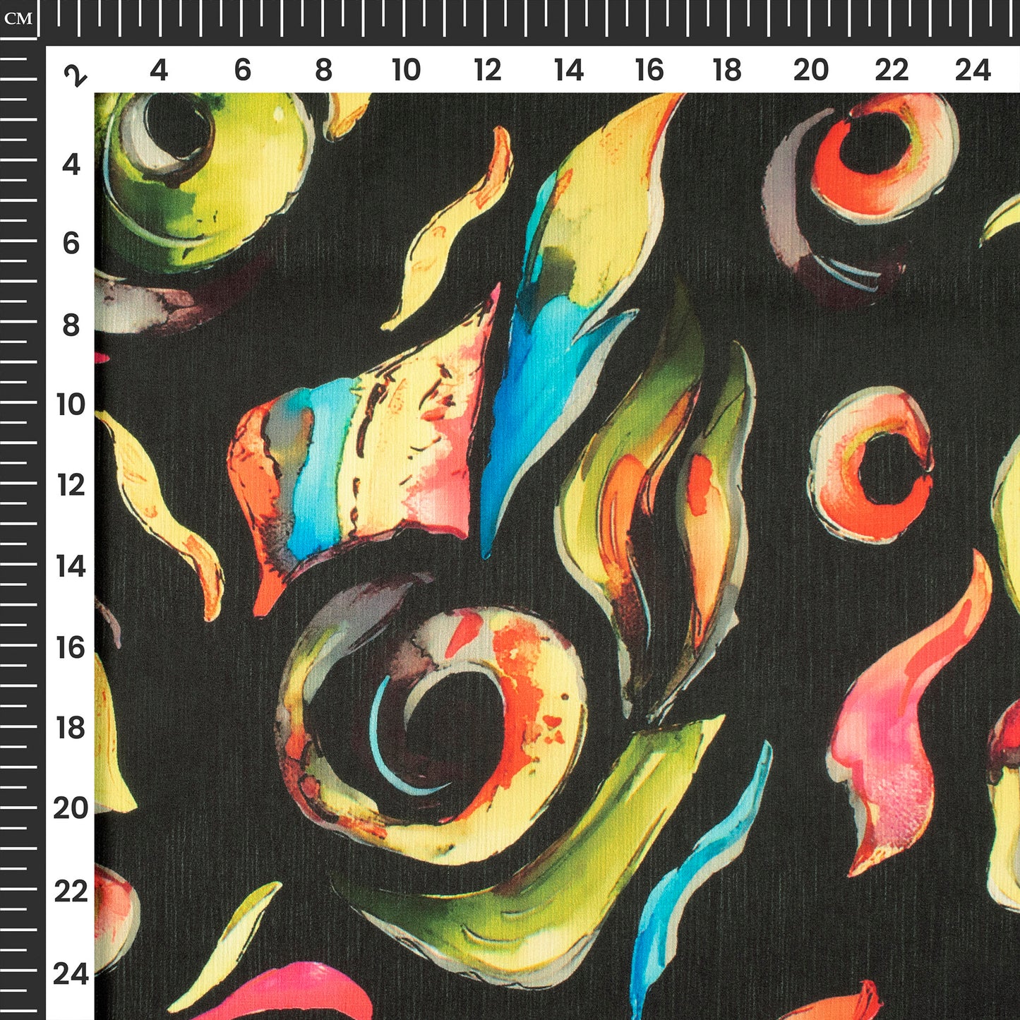 Black Floral Digital Print Chiffon Satin Fabric