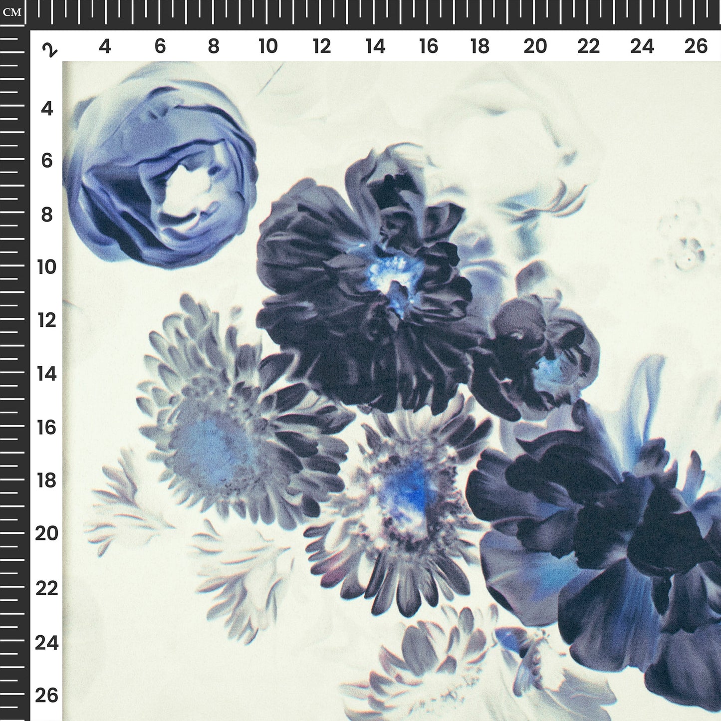 Cream Floral Digital Print Charmeuse Satin Fabric (Width 58 Inches)