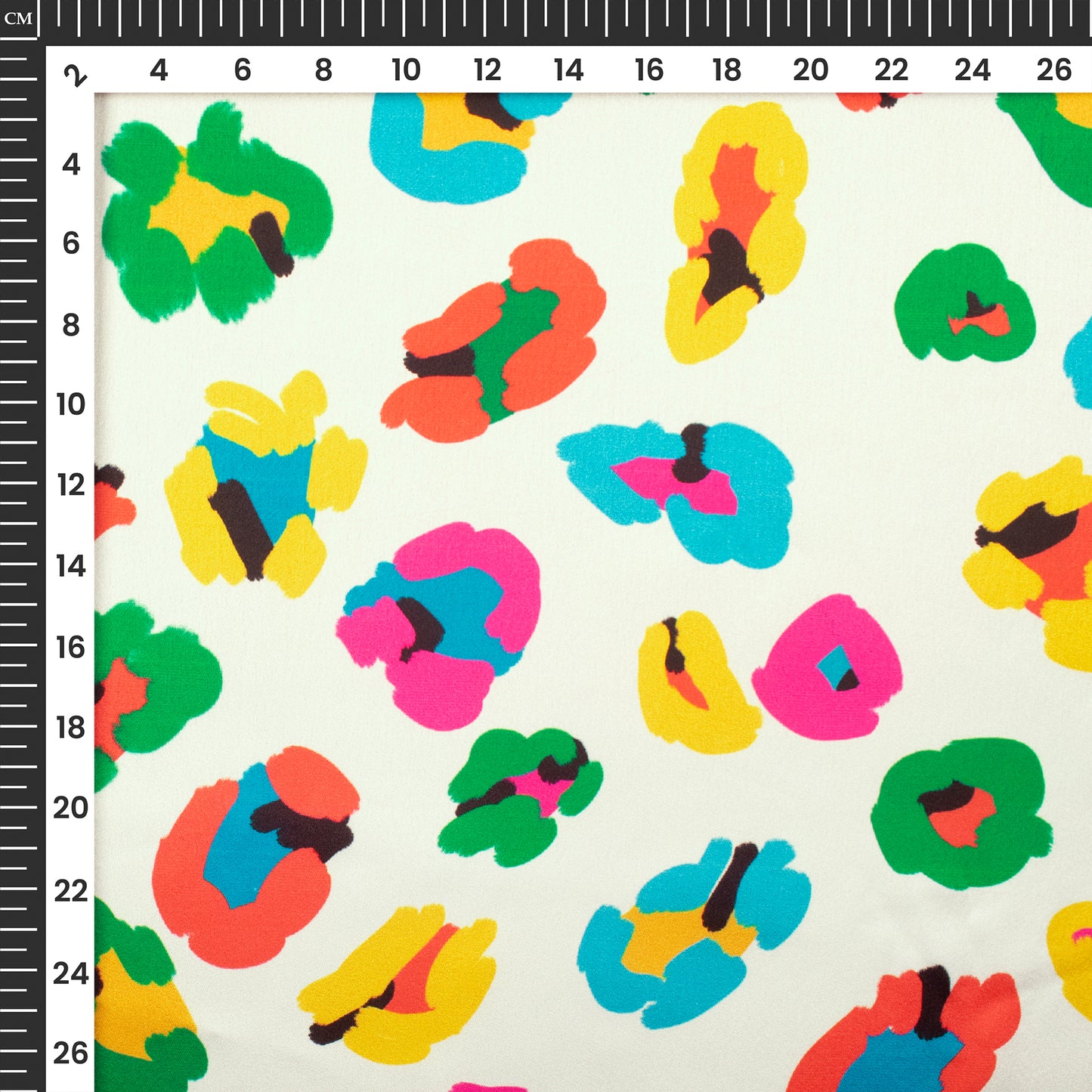 Cream And Multi Abstract,Floral Colour Digital Print Japan Satin Fabric