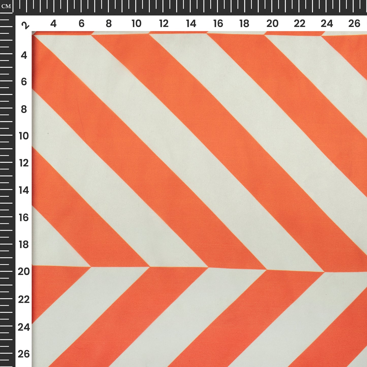 Spanish Orange and White stripes pattern Digital Print Shimmer Tissue Fabric