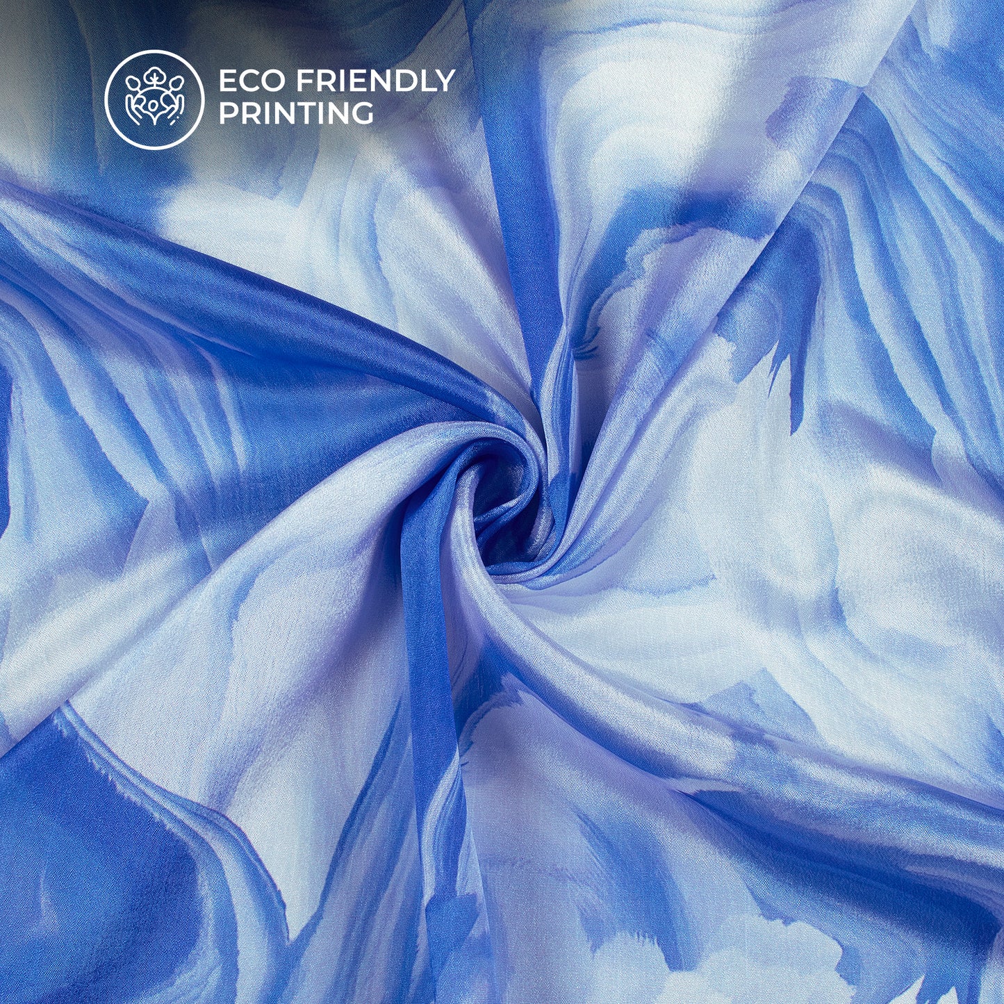 Sky Bule Absract Digital Print Poly Chinnon Chifon Fabric