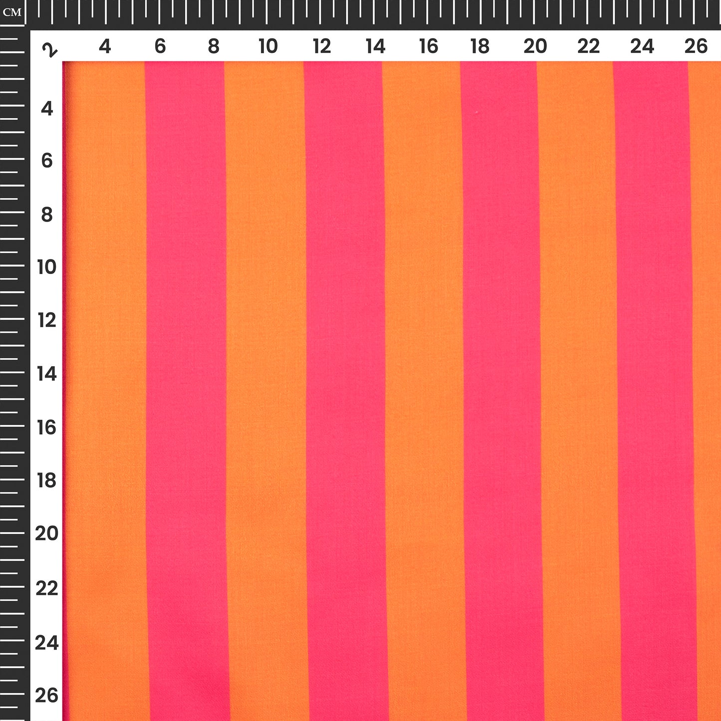 Hot Pink And Hot Orange Stripes Digital Print Poly Glazed Cotton Fabric