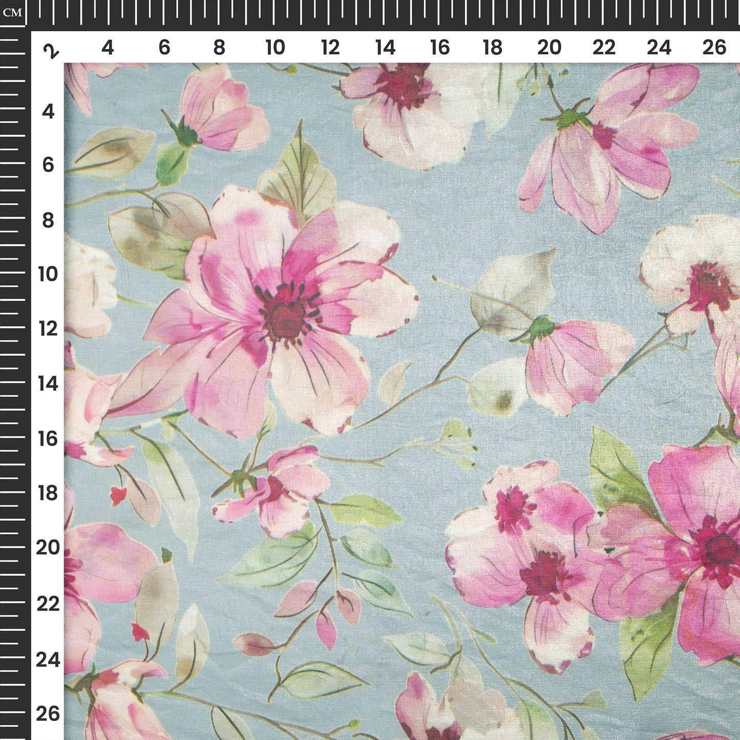 Artistic Feel Flowers On A Gray Background Digital Print Shimmer Tissue Fabric