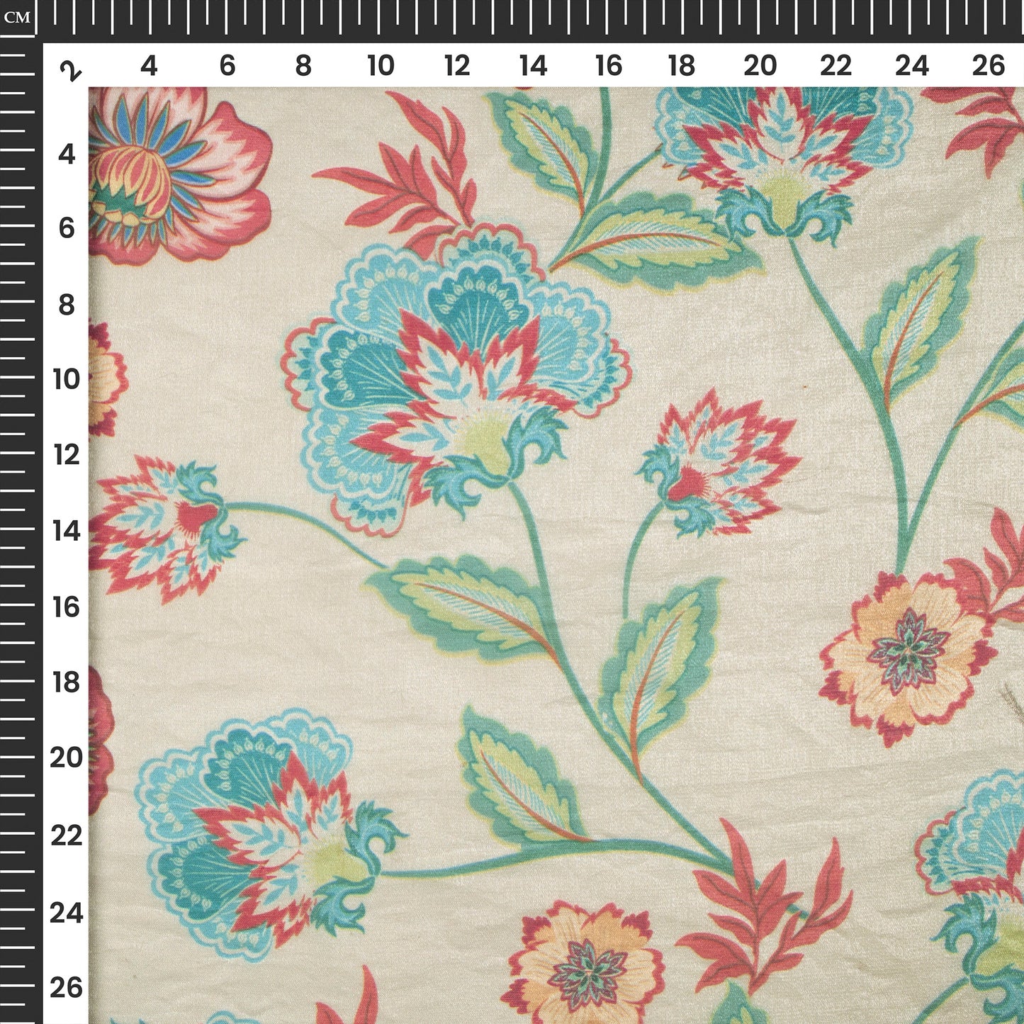 Vintage Indian Floral Digital Print Shimmer Tissue Fabric