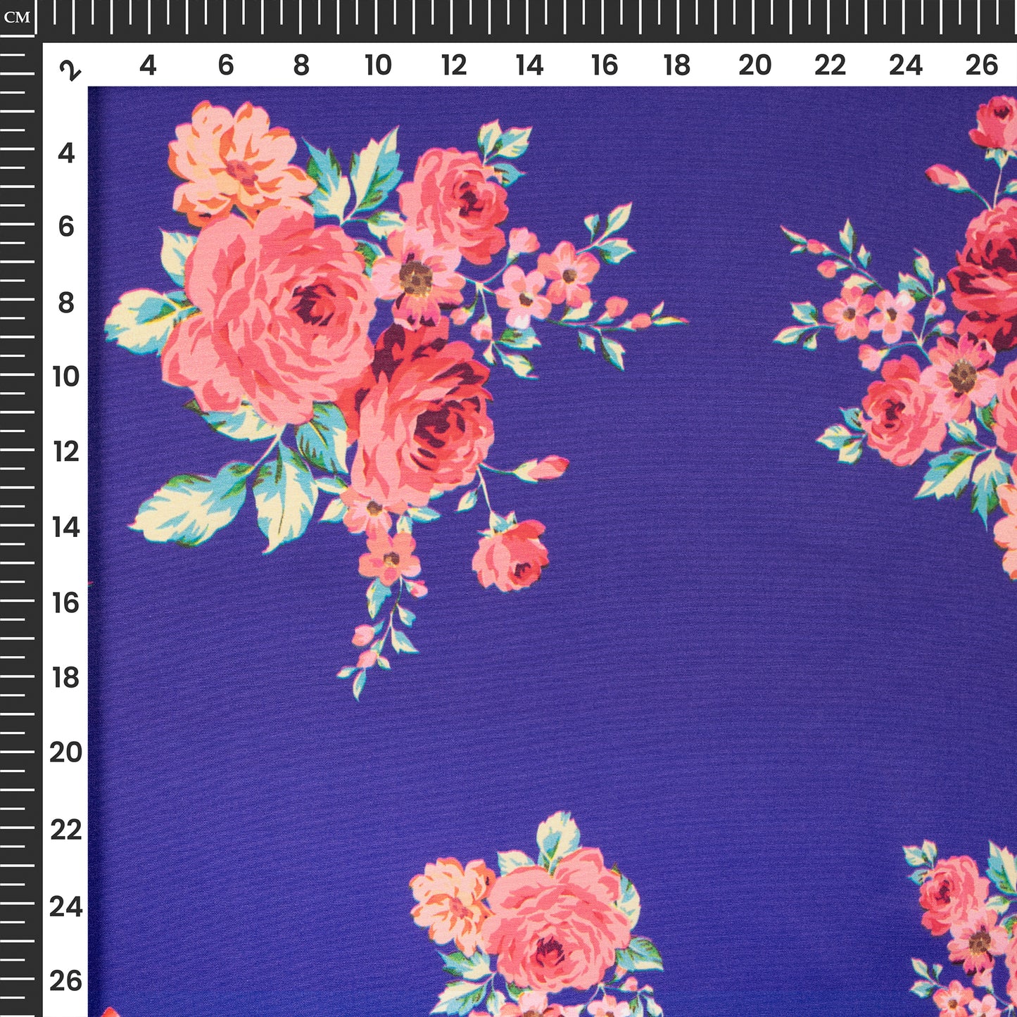 Seamless Winter Rose Floral Digital Print Butter Crepe Fabric