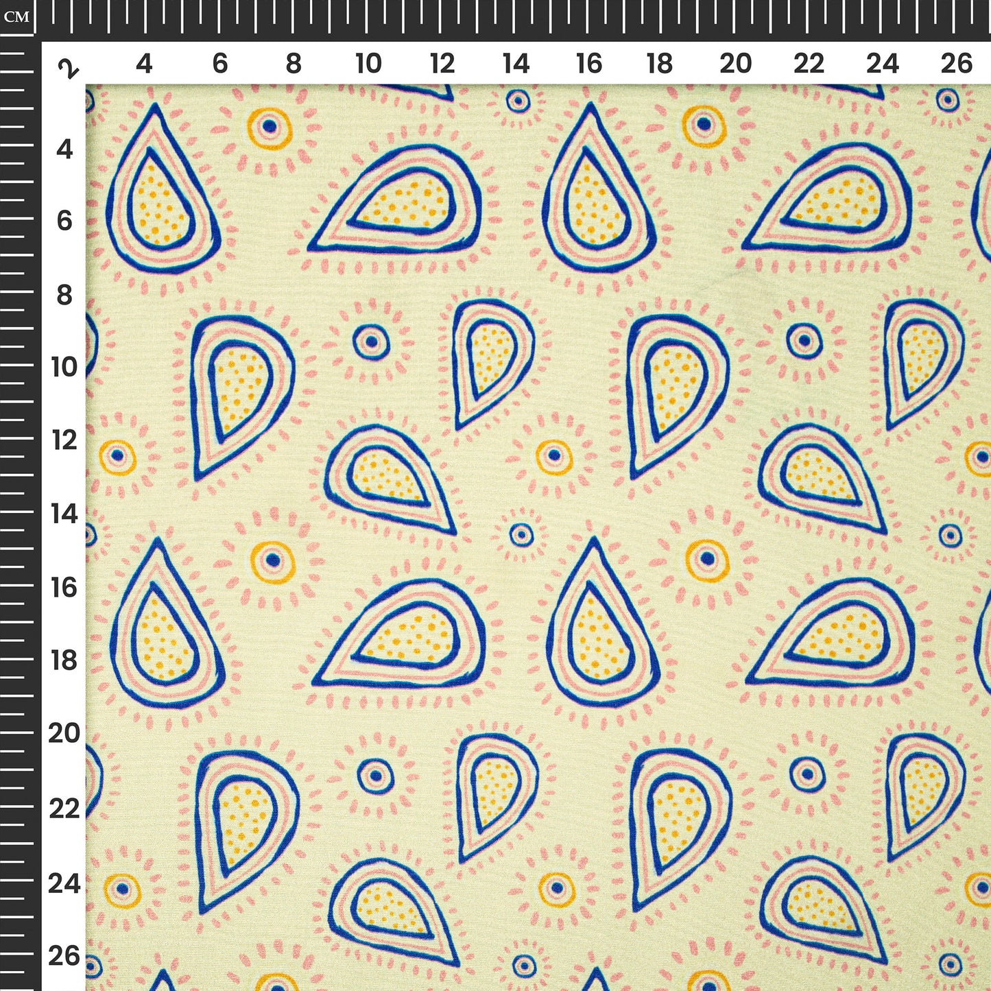 Trendy Doodle Paisley Digital Print Crepe Silk Fabric