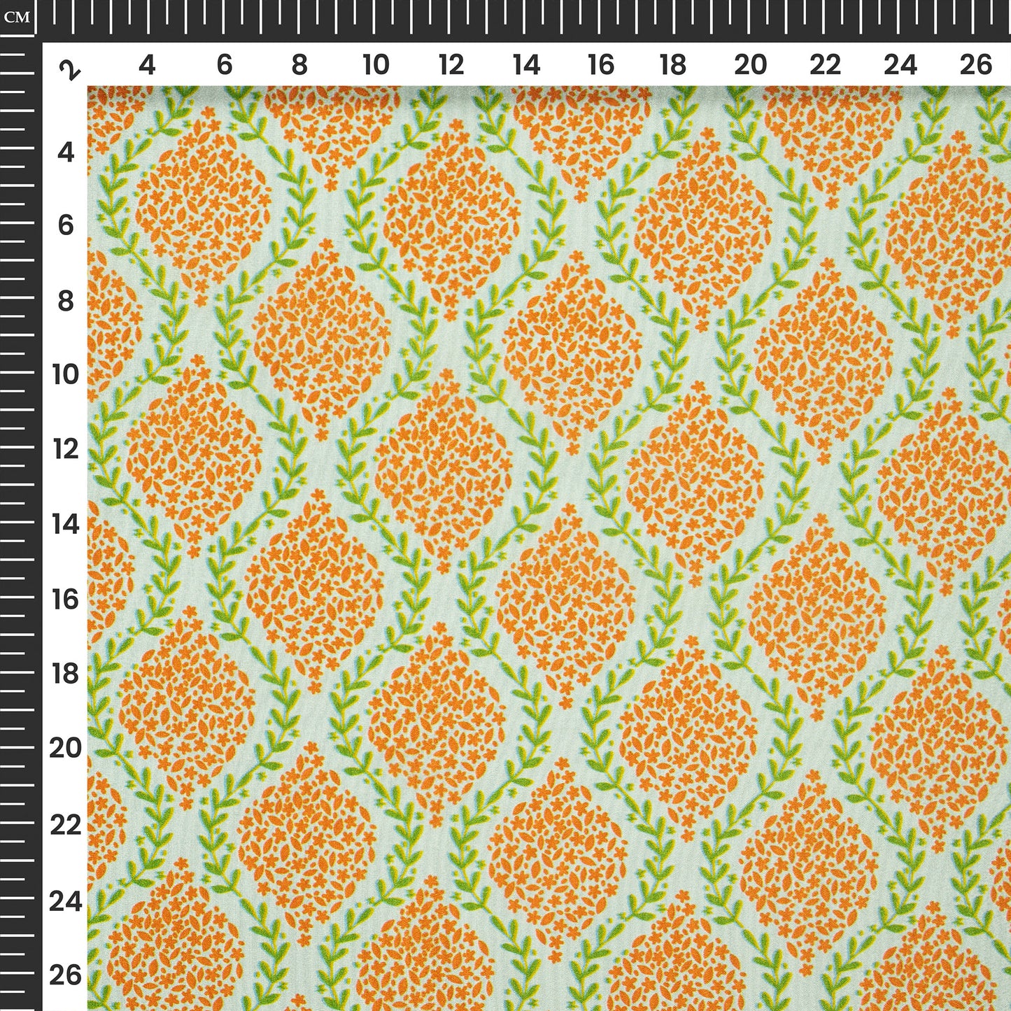 Symmetrical Floral Leaf Digital Print Crepe Silk Fabric