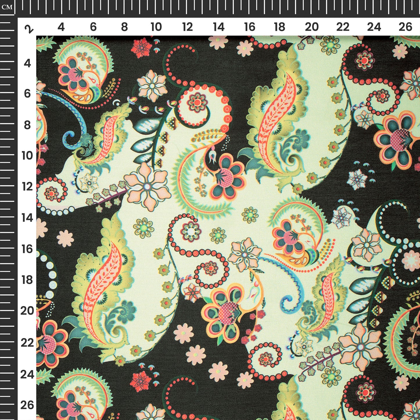 Tradition Ethnic Paisley Digital Print Georgette Satin Fabric