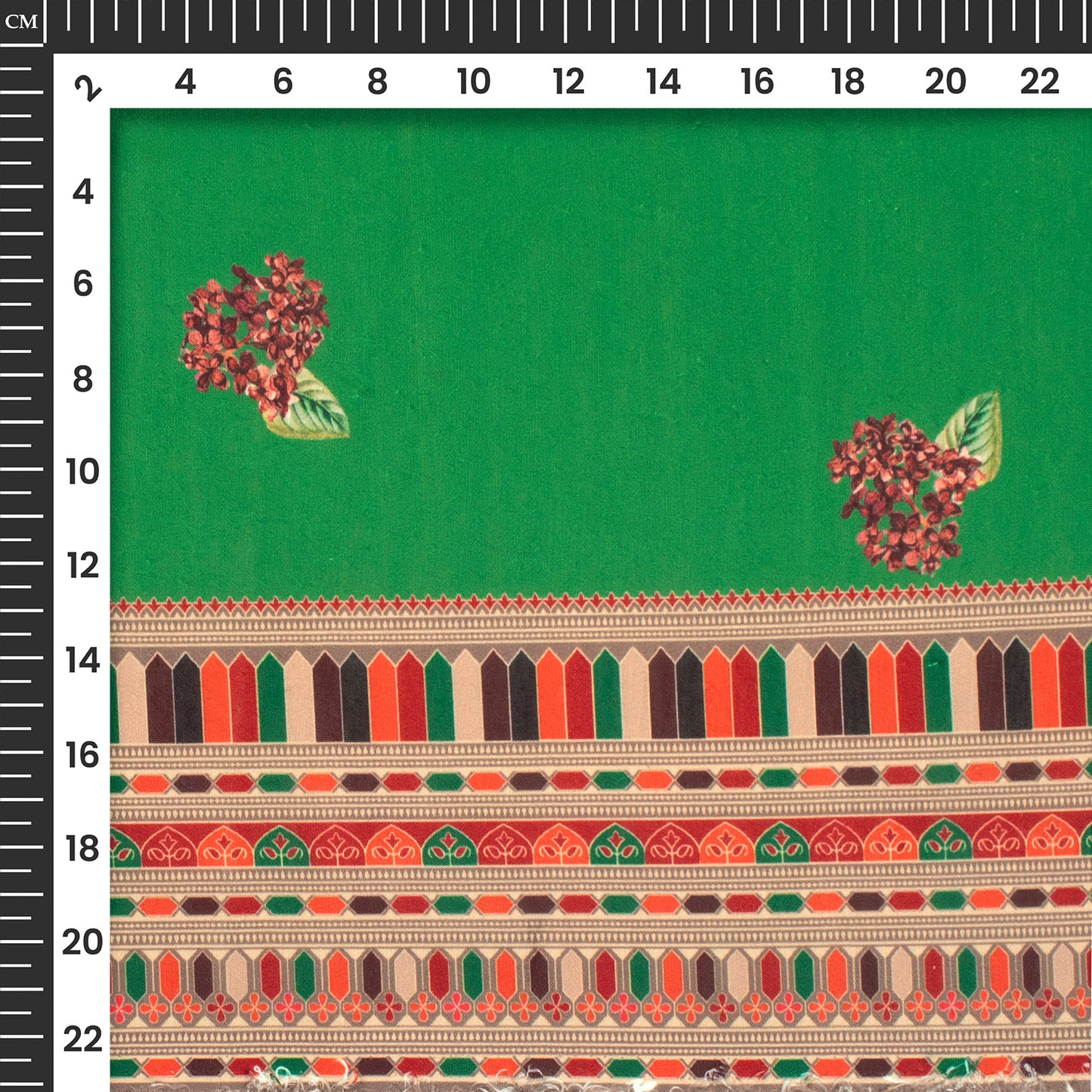 Tradition Ethnic Border With Floral Motif Digital Print Muslin Fabric