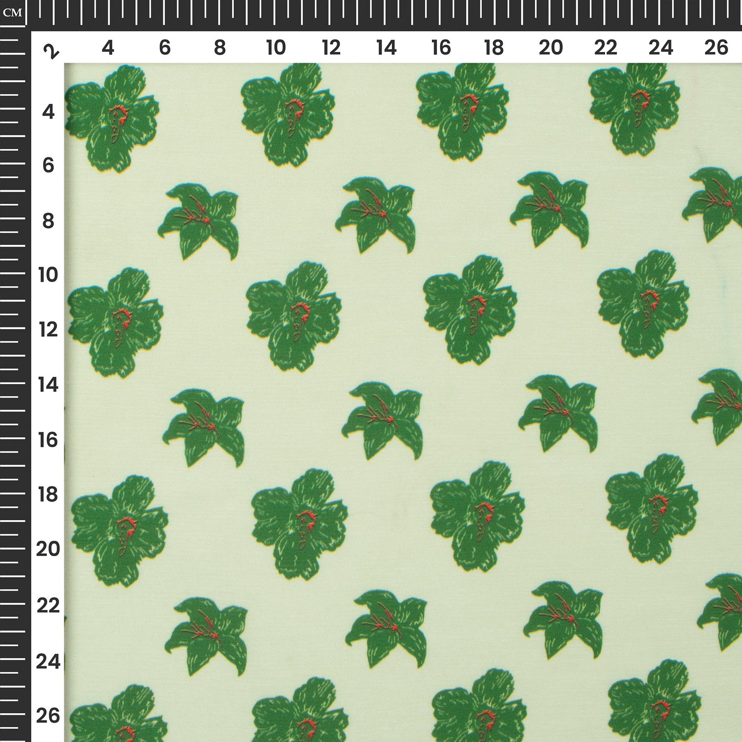 Charming Green Hibiscus Floral Digital Print Muslin Fabric