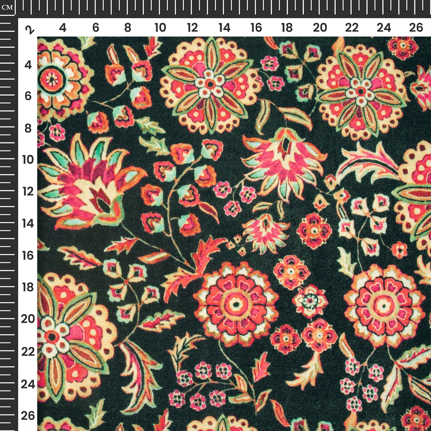 Vibrent Kashmirii Paisley Butta Digital Print Premium Velvet Fabric