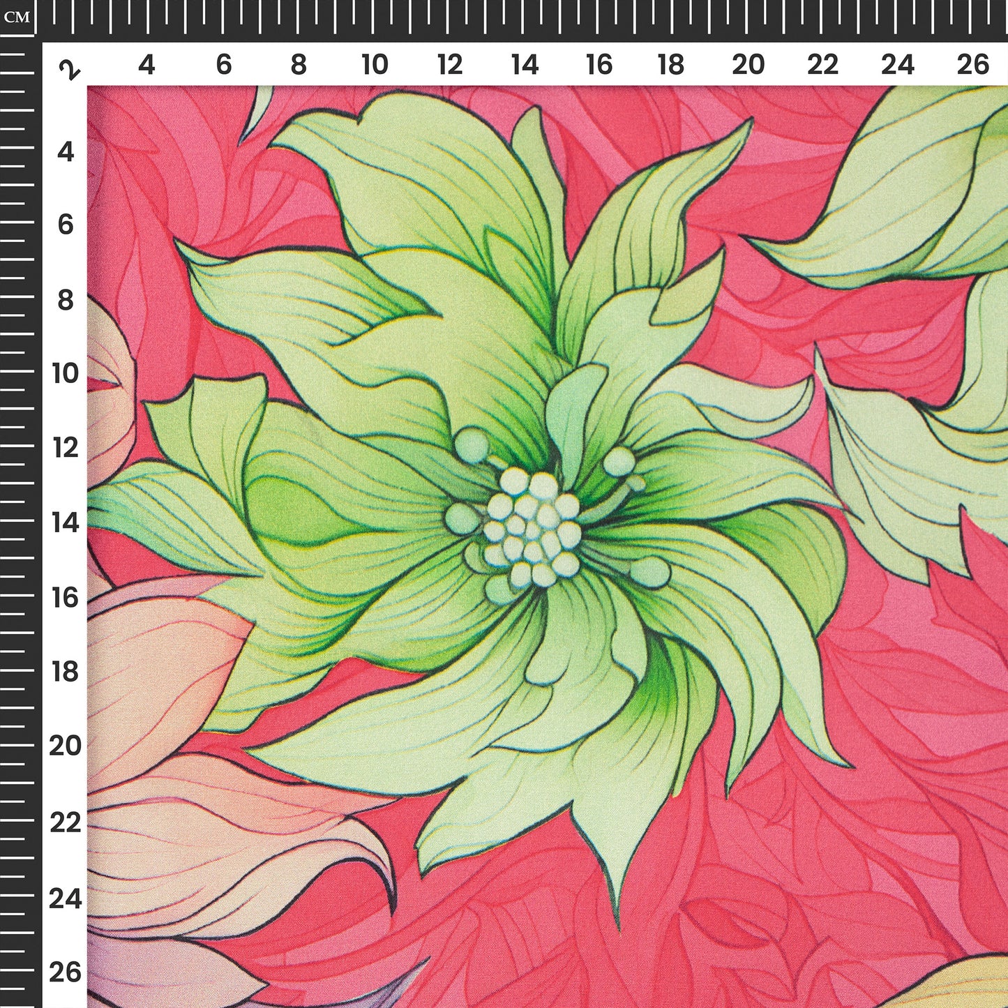 Attractive Green & Purple Floral Digital Print Crepe Silk Fabric