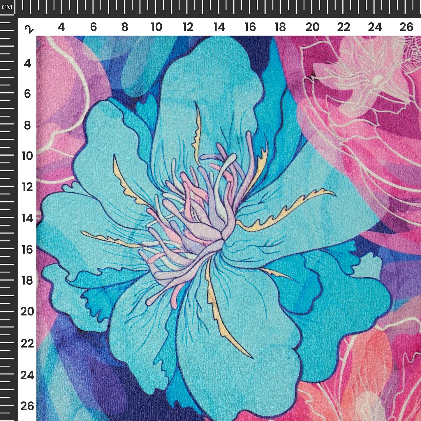 Abstract Floral Digital Print Viscose Chinnon Chiffon Designer Dress Fabric