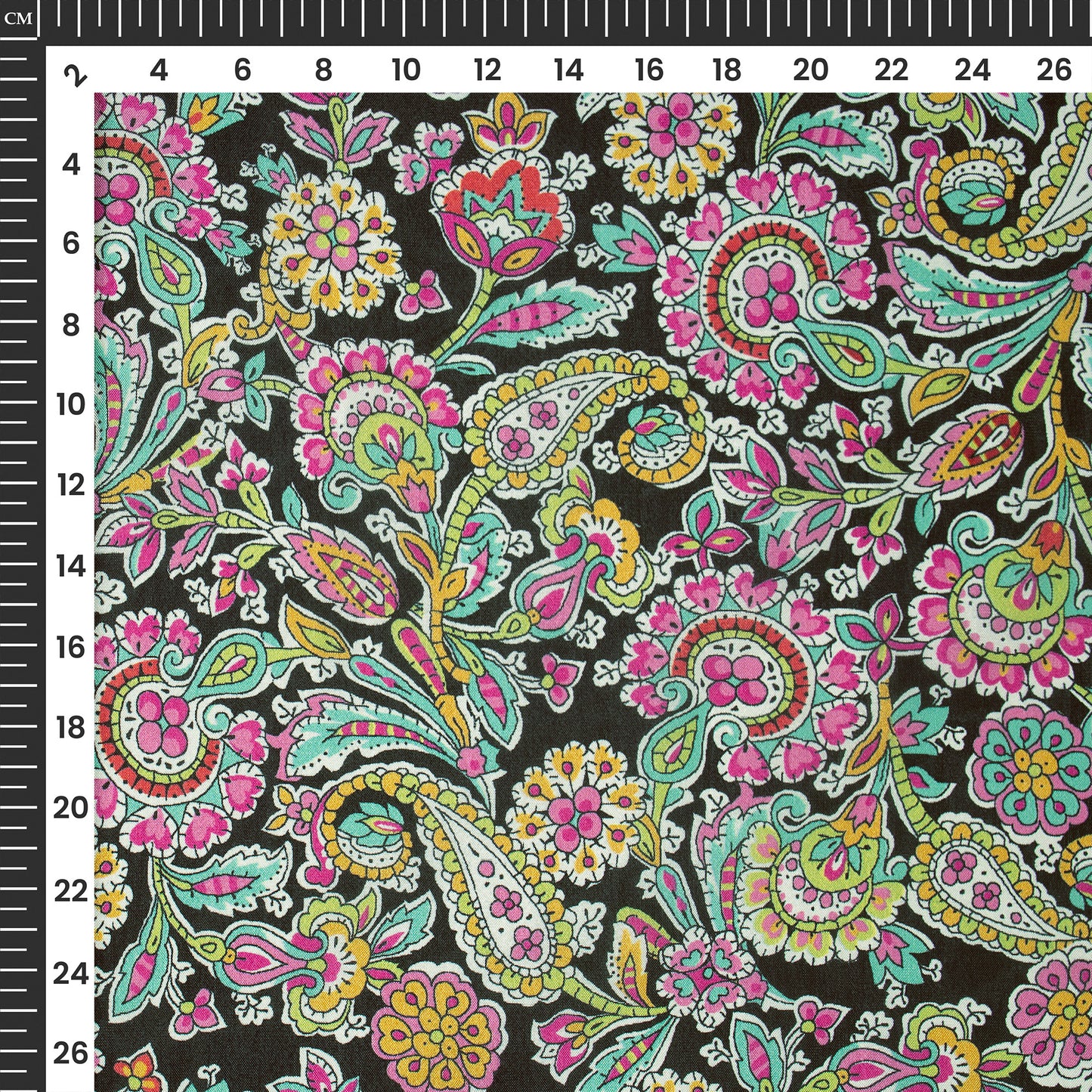 Black Paisley Fantasy Viscose Uppada Silk Fabric - Bulk Supply And Retail