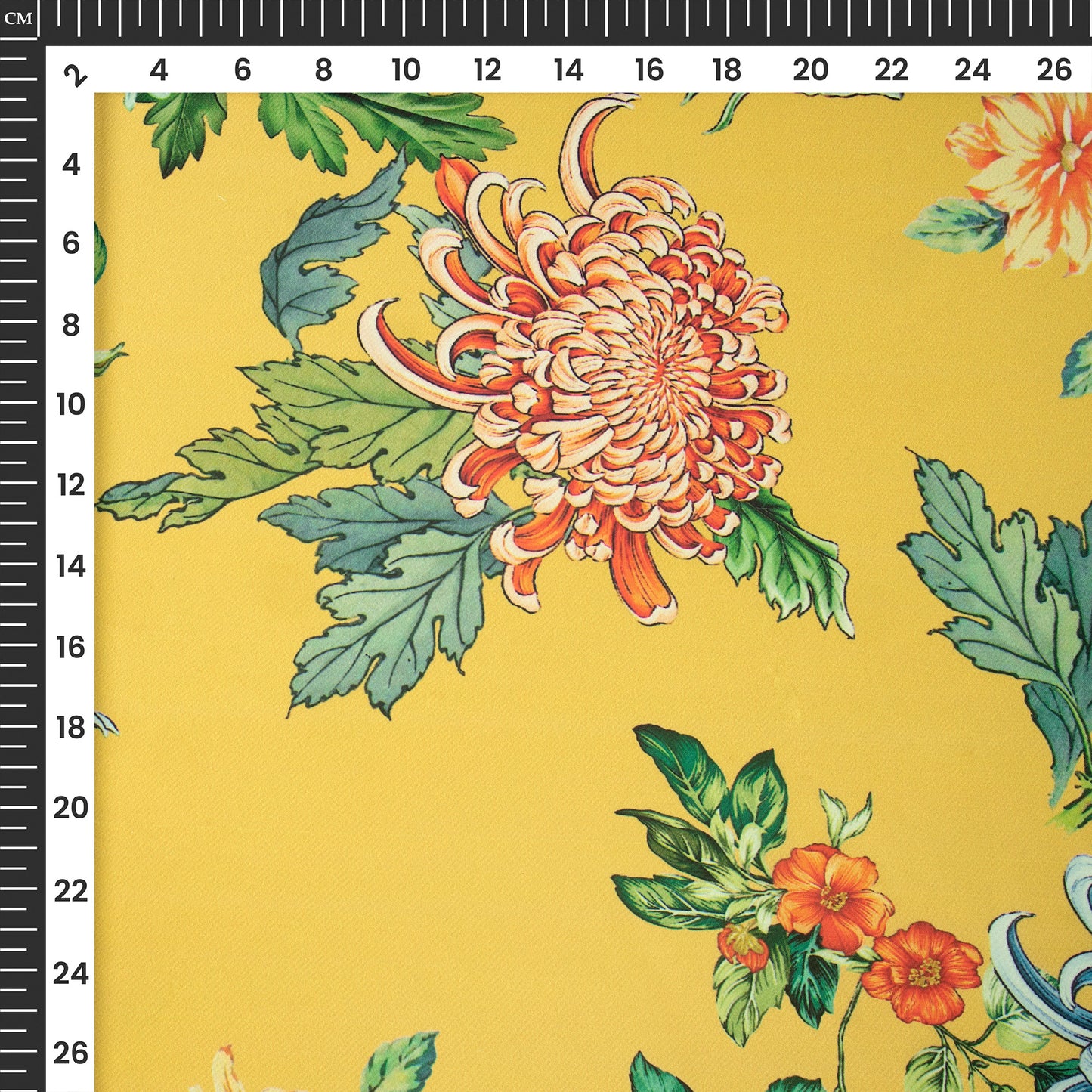 Azure Floral Design Digital Print Imported Satin Fabric