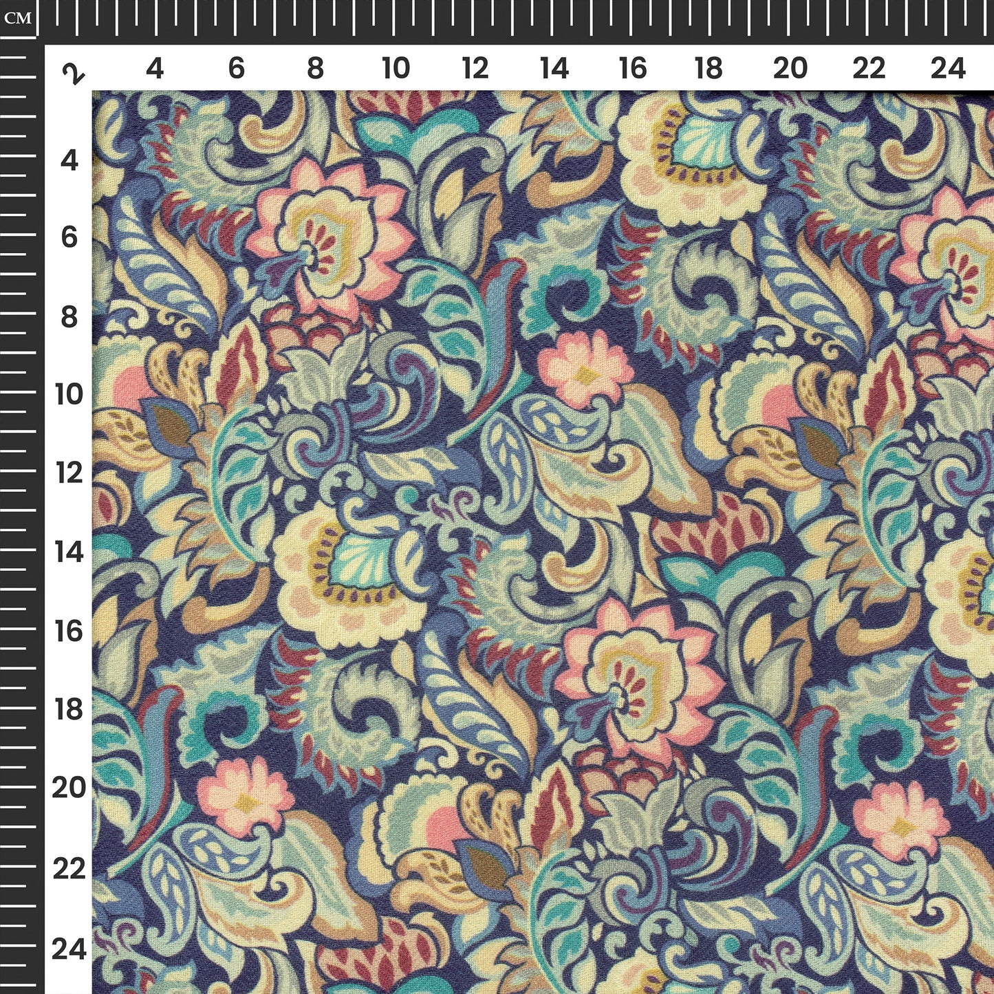 Vintage Paisley Floral Digital Print Elegant Blend Pashmina Fabric