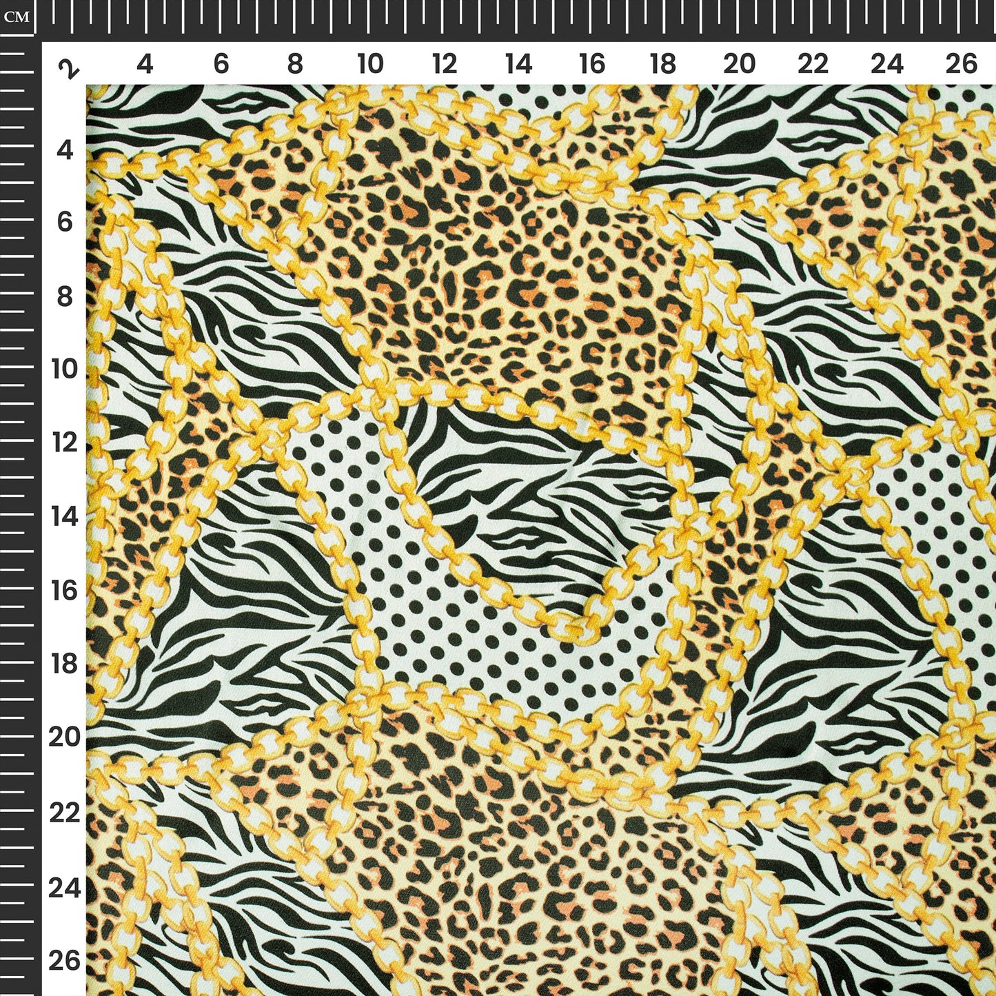 Animal Chain Pattern Digital Print Japan Satin Fabric
