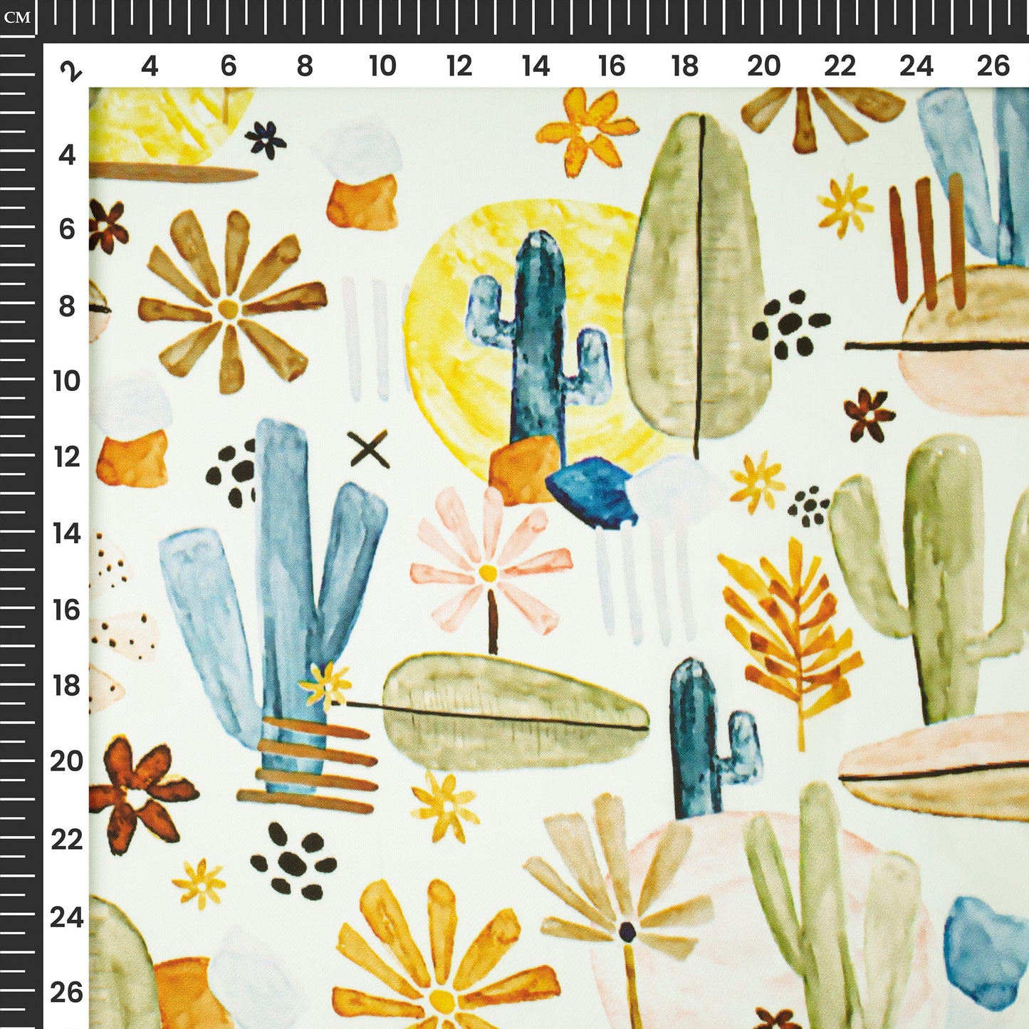 Multi Color Botanical Abstract Digital Print Imported Satin Fabric
