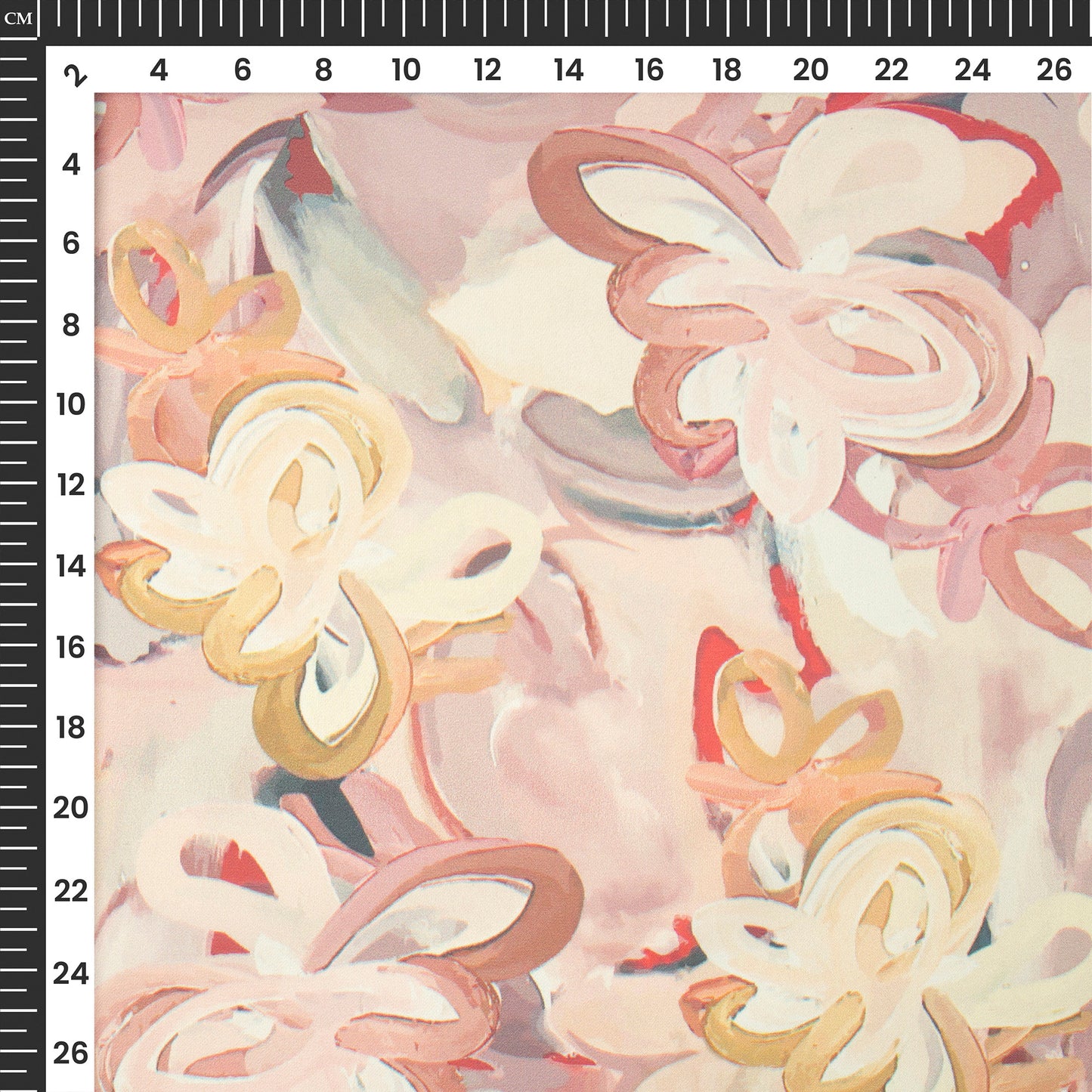 Babby Pink Abstract Floral Digital Print Imported Satin Fabric