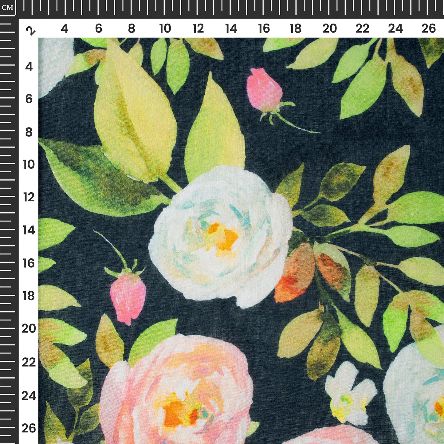 Beautiful Rose Design Digital Print Cotton Mulmul Fabric