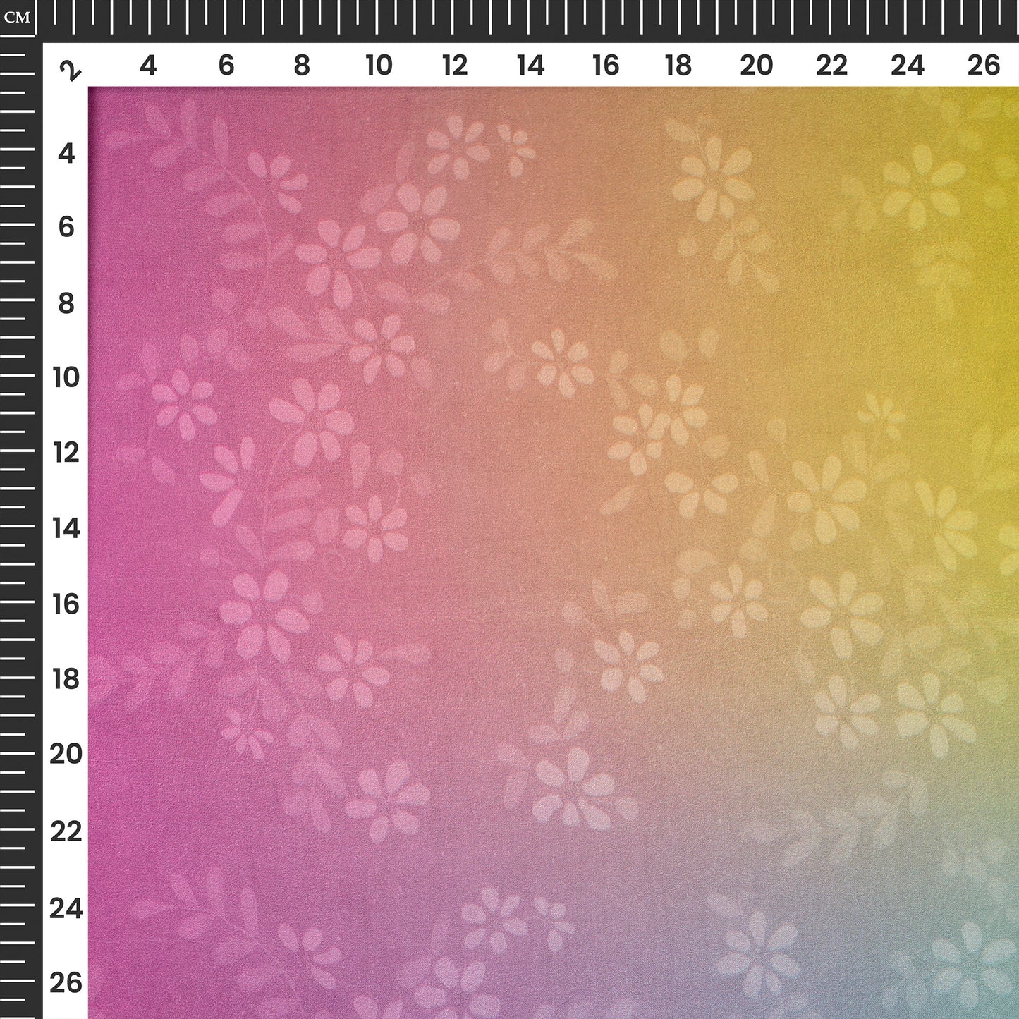 Pink Sunset Ombre Bloom Georgette Satin Fabric DIY Makers