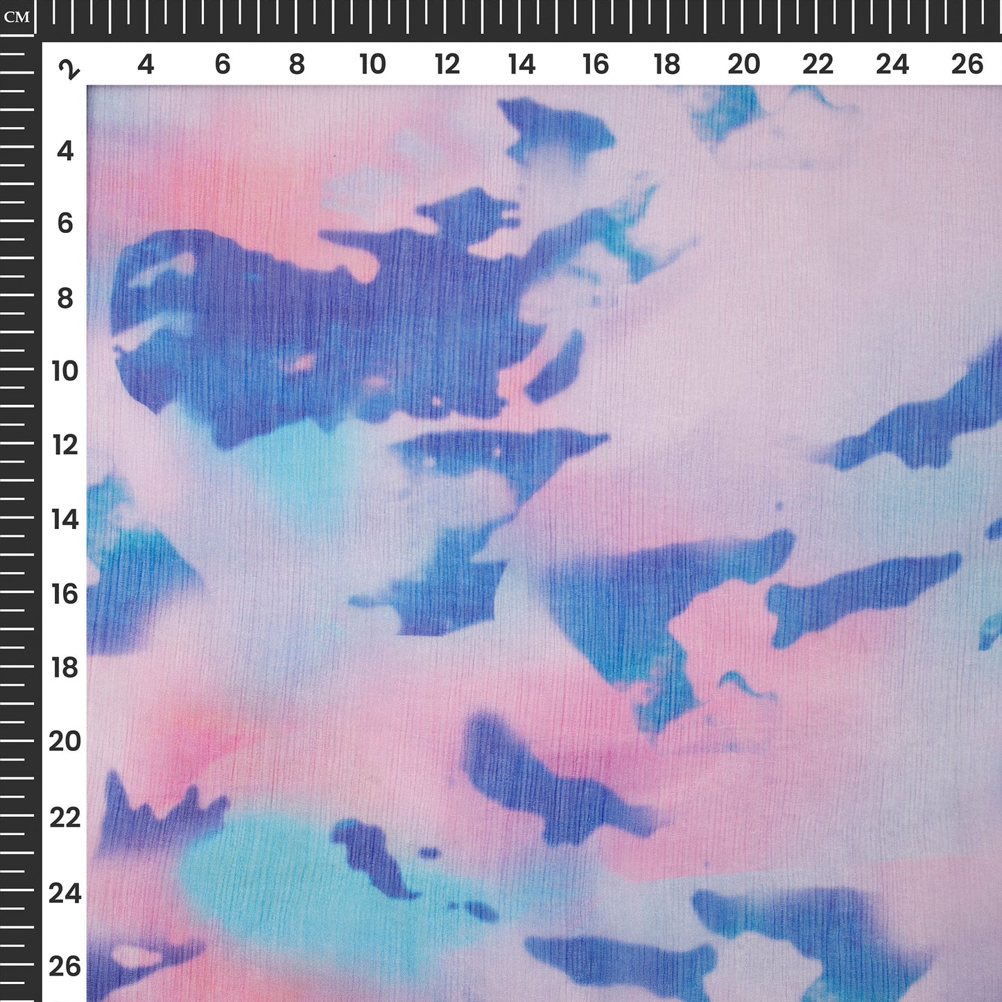 Blue And Pink Tie And Dye Digital Print Bemberg Chiffon Fabric