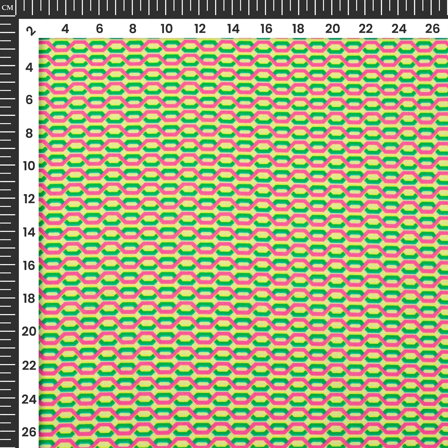Seamless Geometric Digital Print Poly Linen Slub Fabric