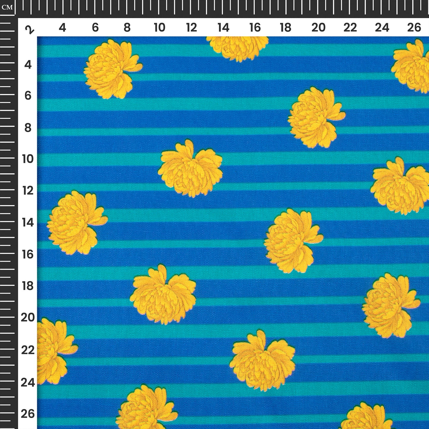 Thousand Flowers On Stripes Pattern Digital Print Poly Linen Slub Fabric